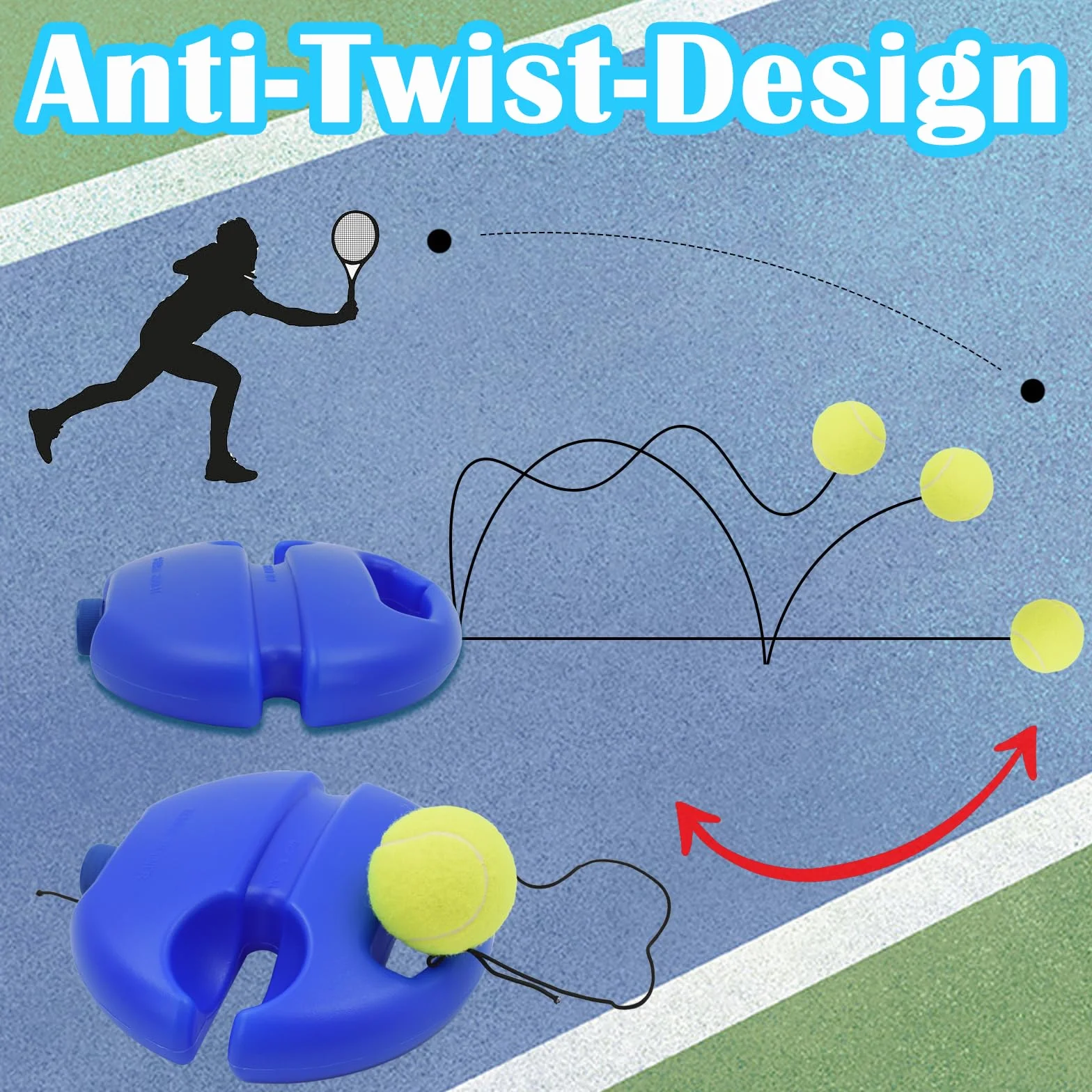 Allenatore Tennis Bambino Principiante Strumento Allenamento Palla Esercizio Auto Studio Rimbalzo Battiscopa