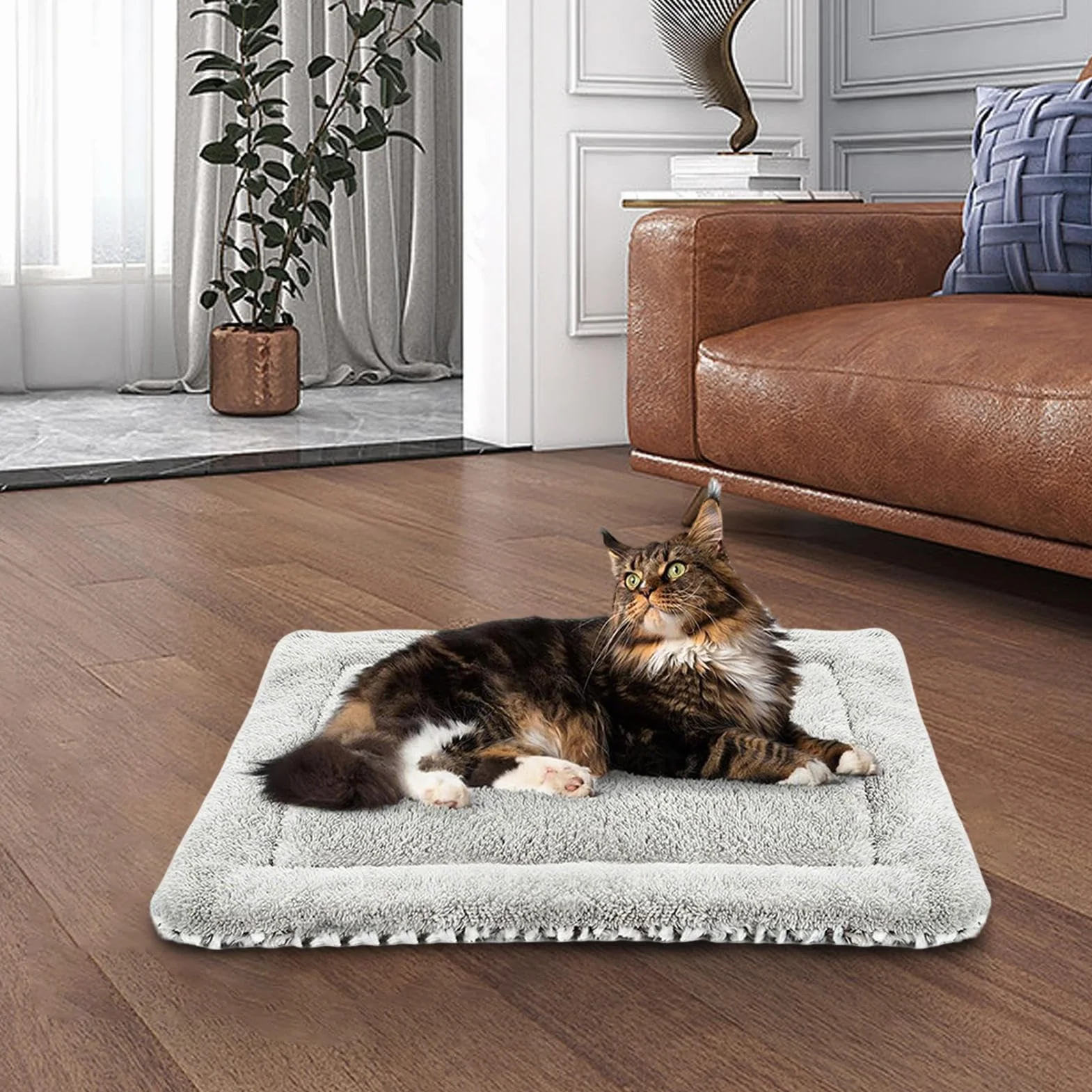 Self Warming Cat Mat, Double-Sided Pet Pad, Plush Heating Blanket for Small Animals, 23.62x19.69x1.97 Inches