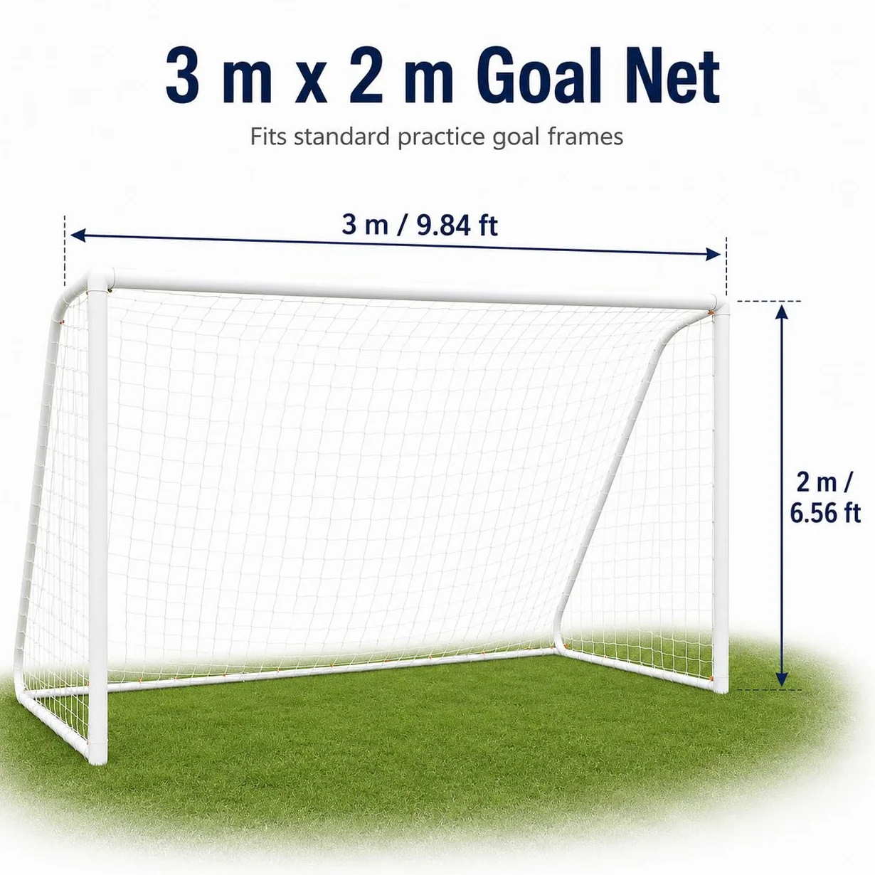 Rete per Porte da Calcio, 3x2m Durevole Rete per Porte da Calcio in Fibra di Polipropilene Strumenti per Allenamento per Partite Sportive, Reti Resistenti di Ricambio Portatili per Accessori per Parti
