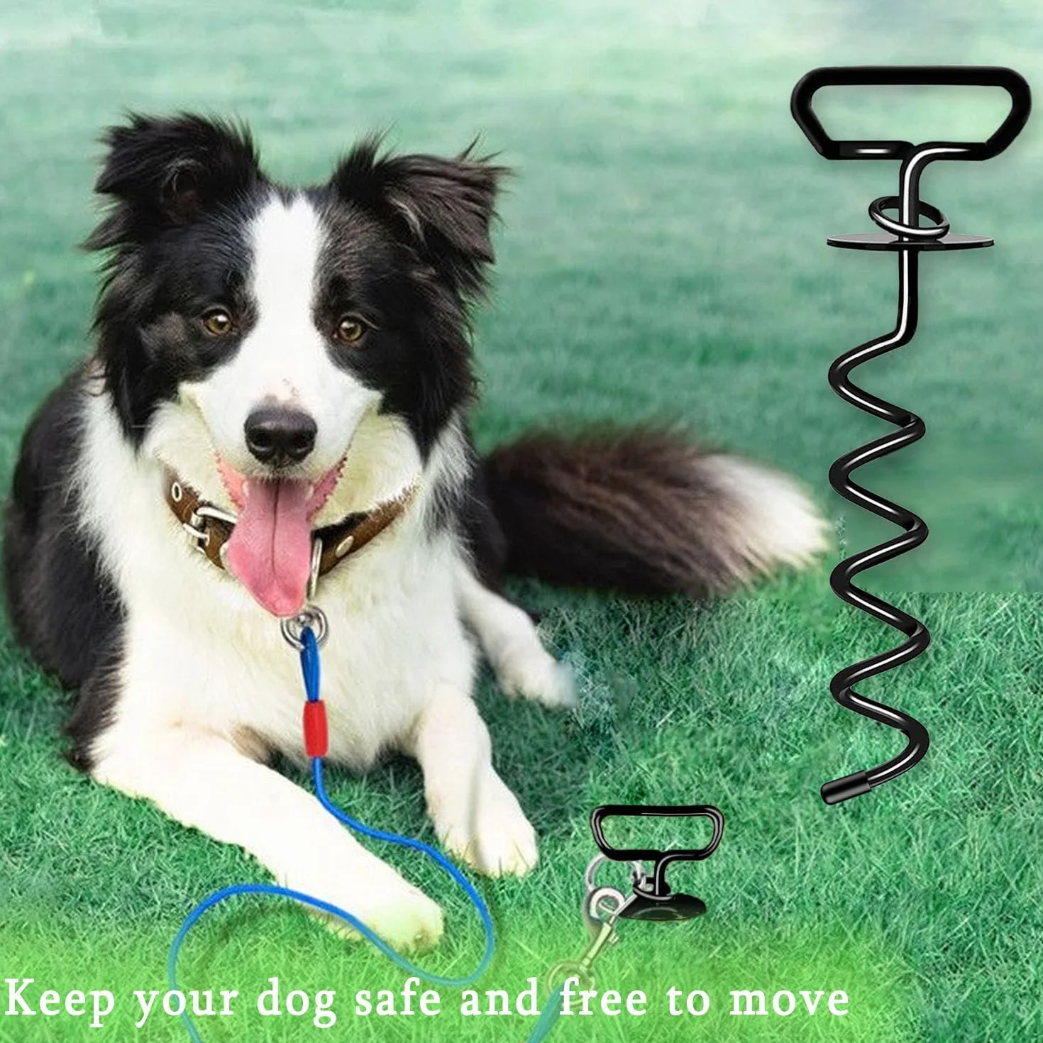 Ancoraggio a Terra per Cani, Picchetto a Vite con Testa a Spirale, Senza Grovigli, Robusto Palo per Cani per Giardino, Prato, all'aperto
