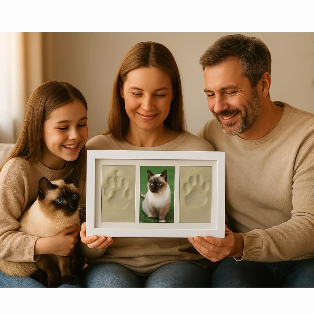 Marco per impronte animali domestici cane gatto kit stampa argilla bianca scatola regalo passepartout colorati ricordo personalizzato
