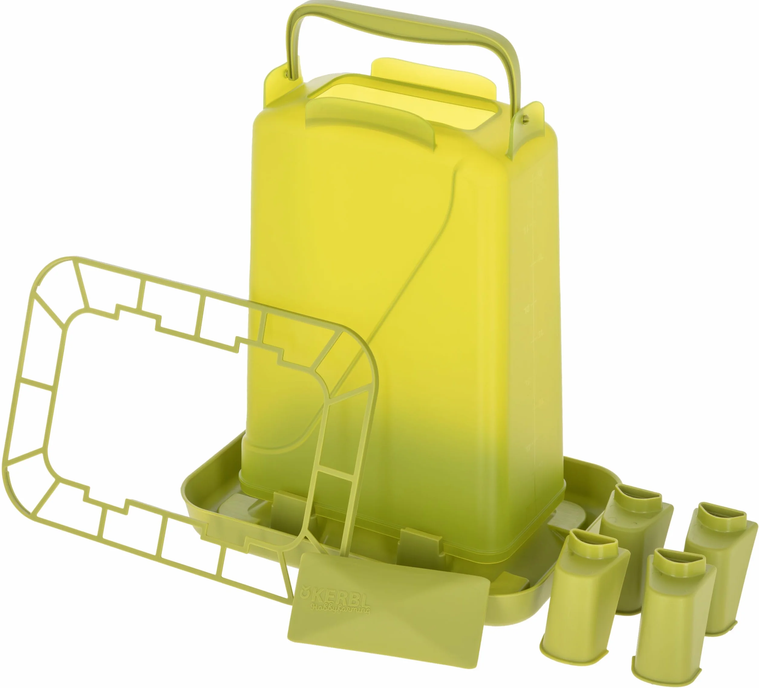 Kerbl Hobbyfarming mangiatoia Automatica con Piedini, 5,5 l, Verde, 19,5 x 28,5 x 39,5 cm, mangiatoia per pollame, distributore di mangime, plastica, pollame