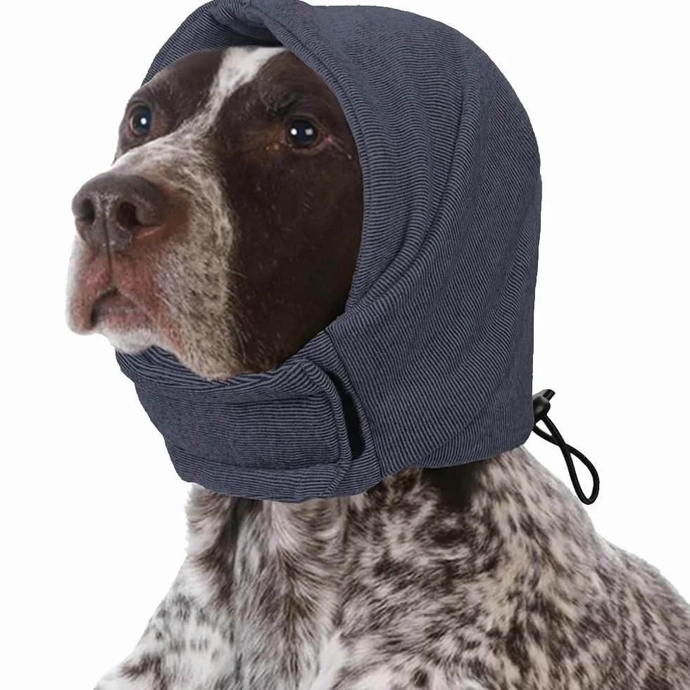 Paraorecchie Cocker Scaldaorecchie per Cani Collo Cappuccio Protettivo Avvolgente Grigio S