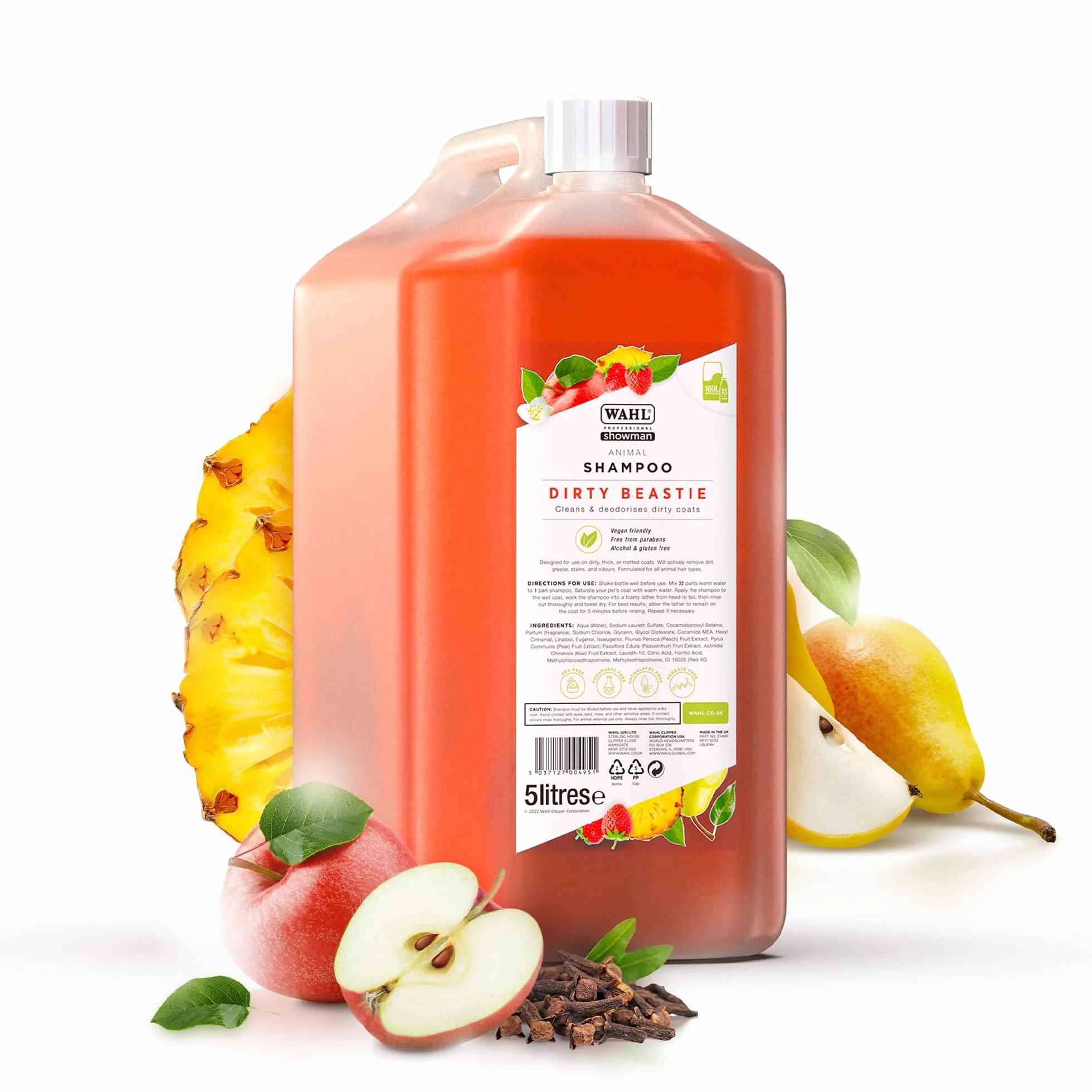 WAHL Dirty Beastie Dog Shampoo - 5 litri, concentrato 32:1, formula vegana per manti sporchi, folti o arruffati, pulisce e deodora
