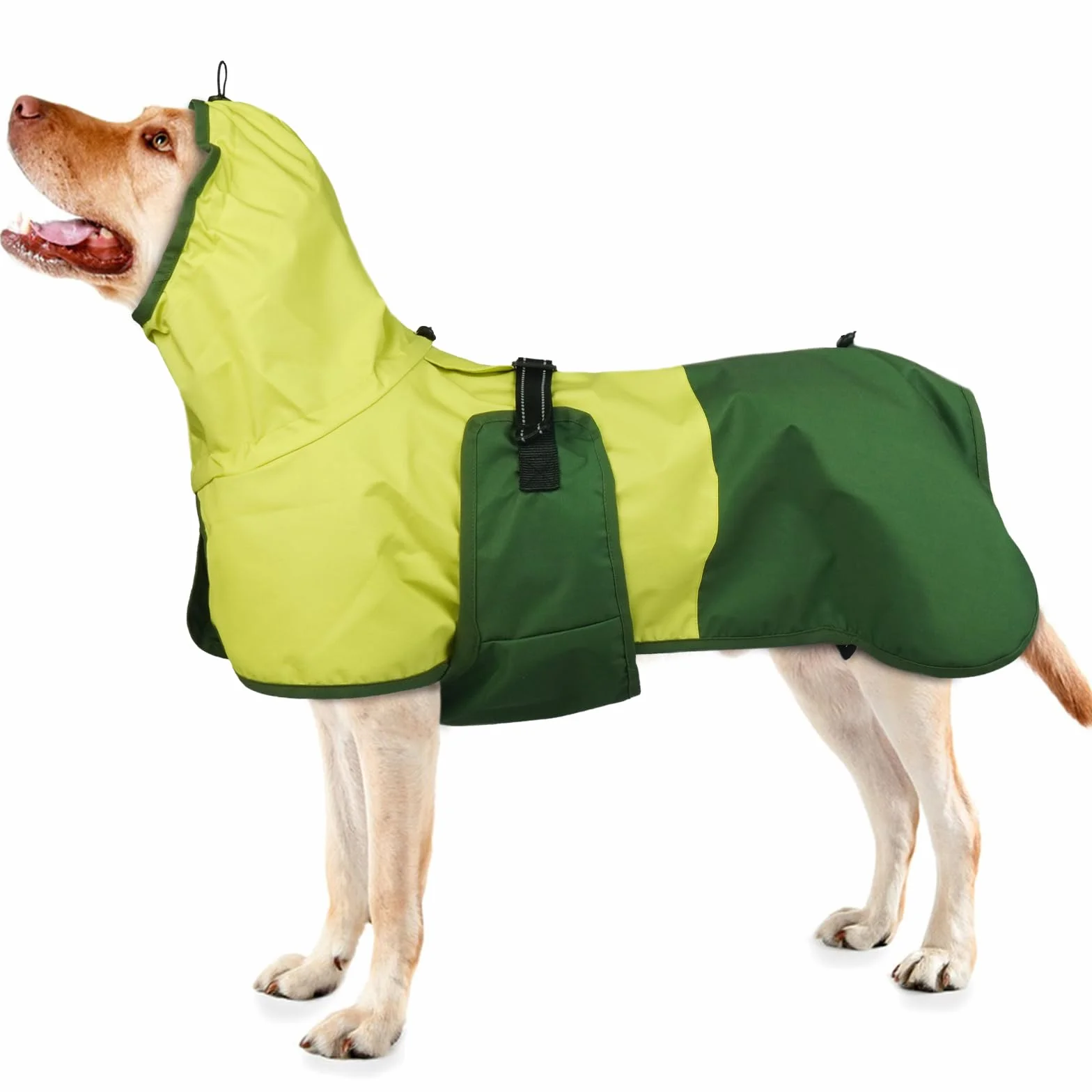 Impermeabile per Cani con Cappuccio, Poncho Impermeabile Mantella Pioggia Giacca Antipioggia Cani Felpa Impermeabile con Strisce Riflettenti(Verde, L)
