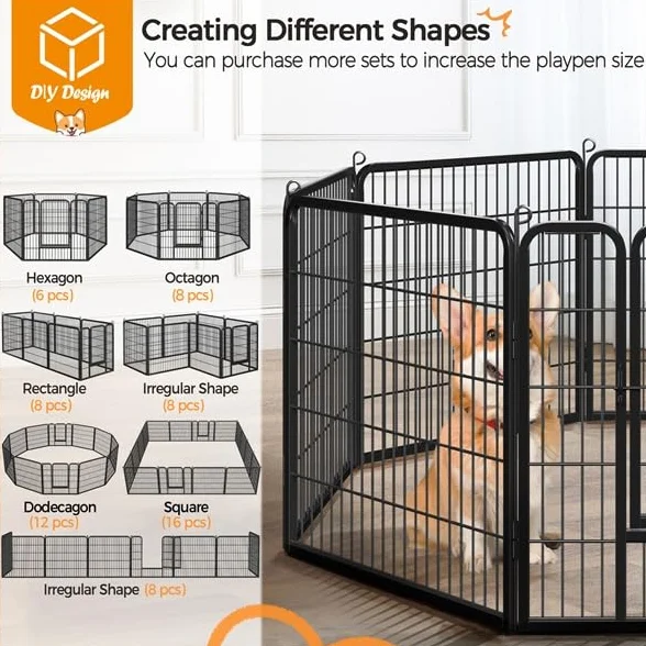 Yaheetech Recinto per Cani Cuccioli Conigli Gatti Animali Domestici da Interno e Esterno Giardino Rete Recinzione Metallica Ferro 16 pz 80 x 80 cm