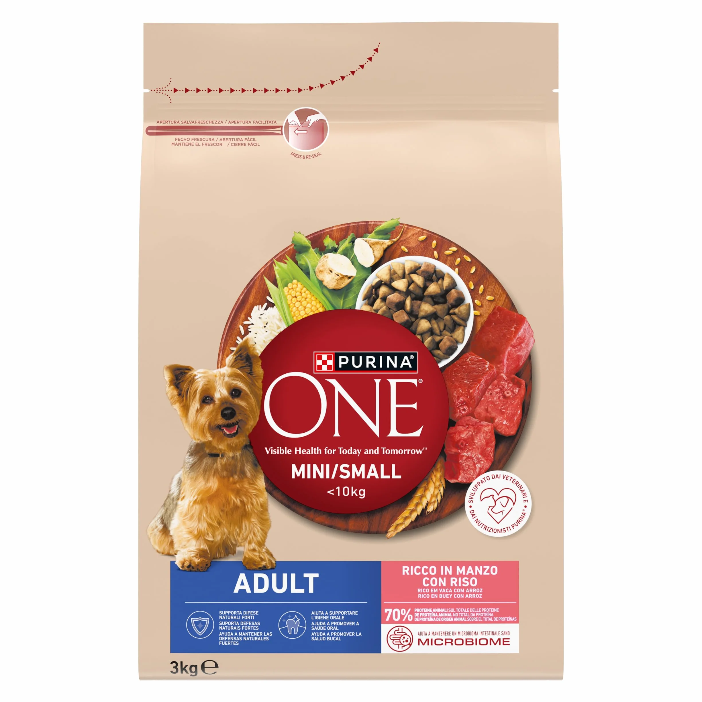 Purina ONE MINI Crocchette Cani Adult con Manzo e Riso, 3 kg