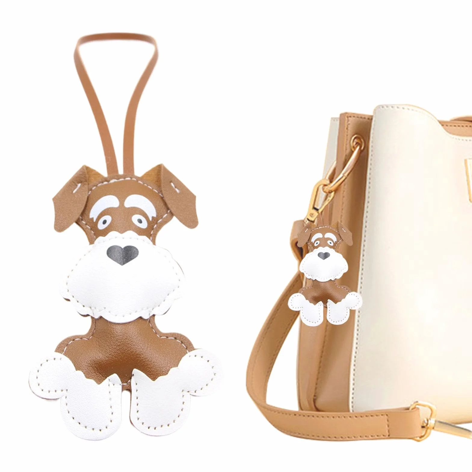 Borsa per cani, charme, borsa per animali in pelle, con ciondolo a forma di cucciolo, in pelle PU, per donne e ragazze