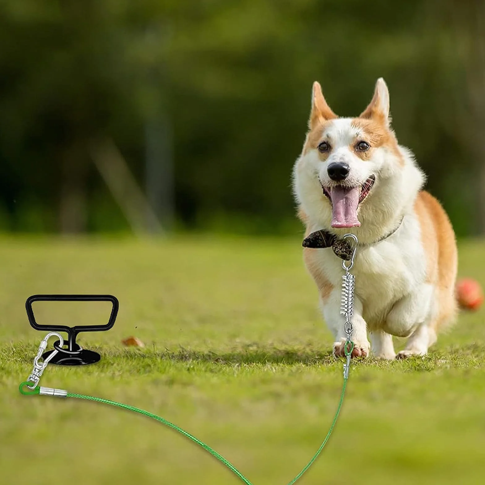 Picchetti per Cani, Modello a Spirale Trapezoidale Ancoraggio per Cani Terra, Anti-impigliamento a 360° Resistente Picchetto per Canis, per Esterni, Giardino, Cortile（Nero）