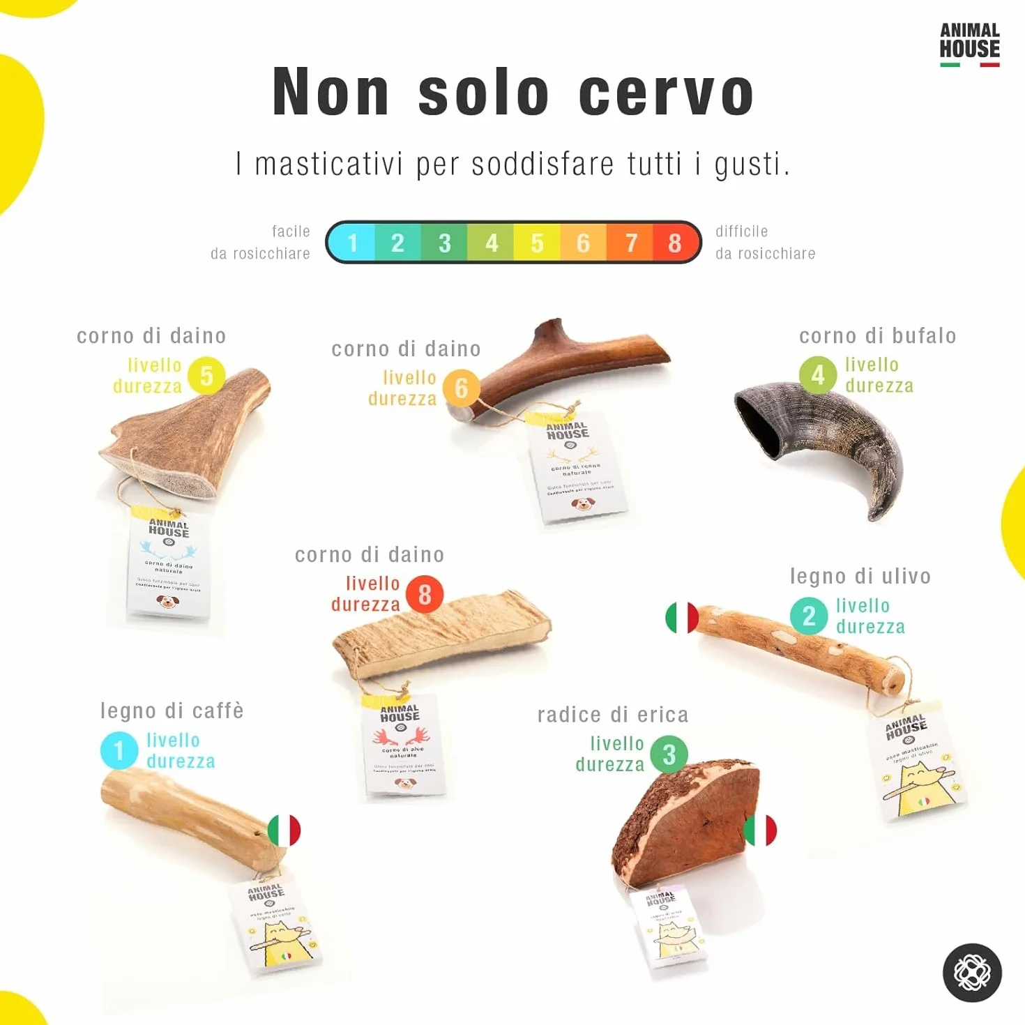 Corna di Cervo Premium per Cani Sezionate 100% Naturali Resistenti XS