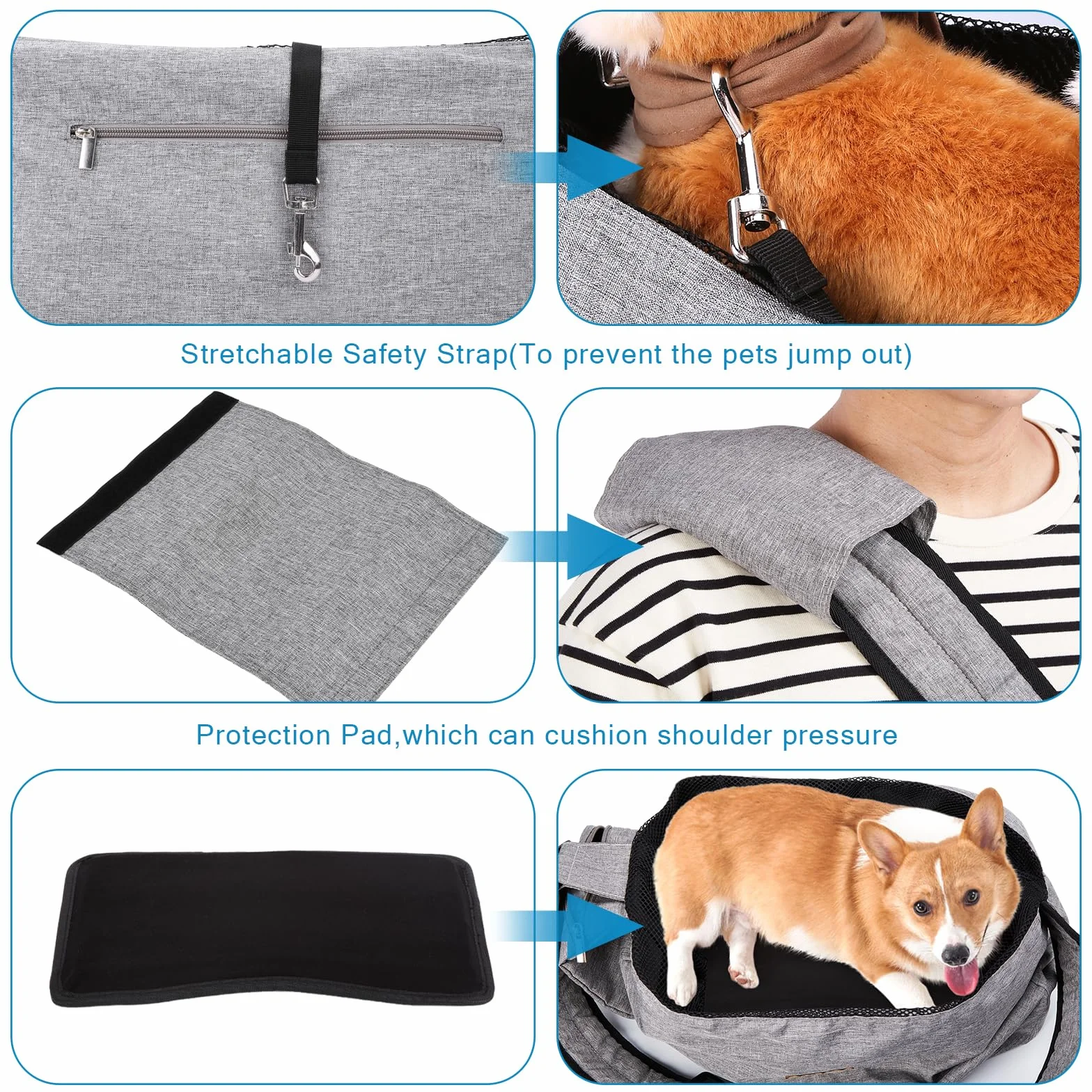 Ownpets Borsa da viaggio per animali domestici per cani piccola con tracolla regolabile