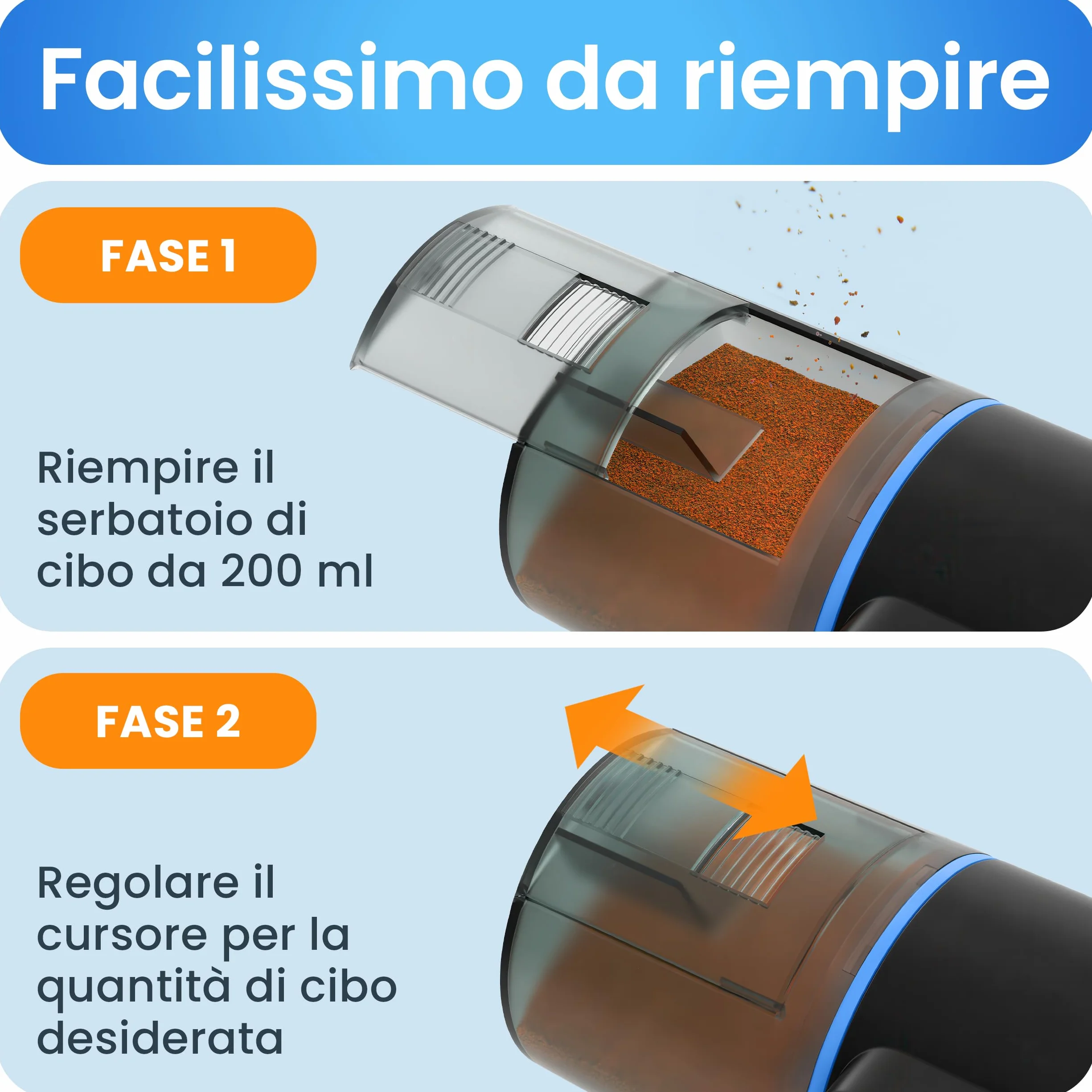 Mangiatoia automatica acquario di Measury, Dispenser mangime pesci automatico - fino a 4 volte al giorno, Distributore automatico cibo pesci