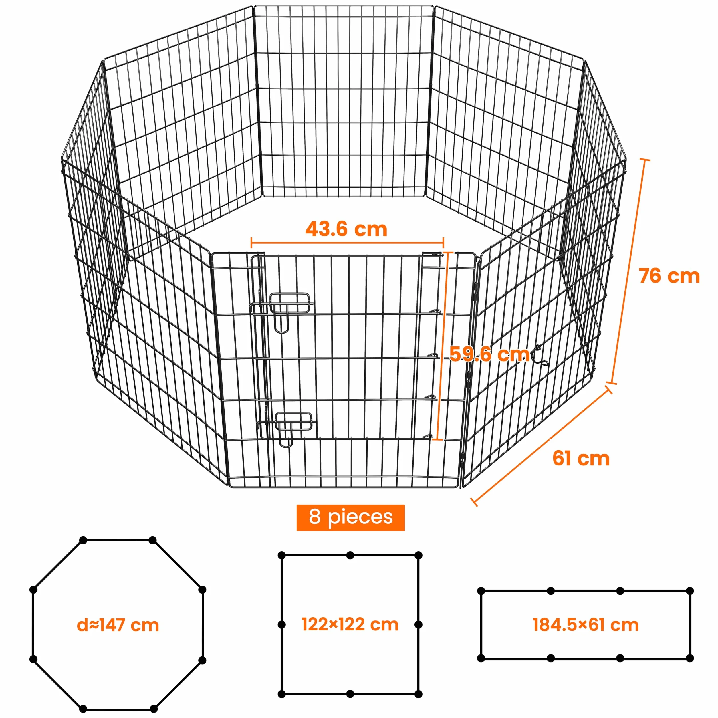 Yaheetech Recinto per Cani 61 x 76 cm Recinzione in Ferro per Animali Domestici