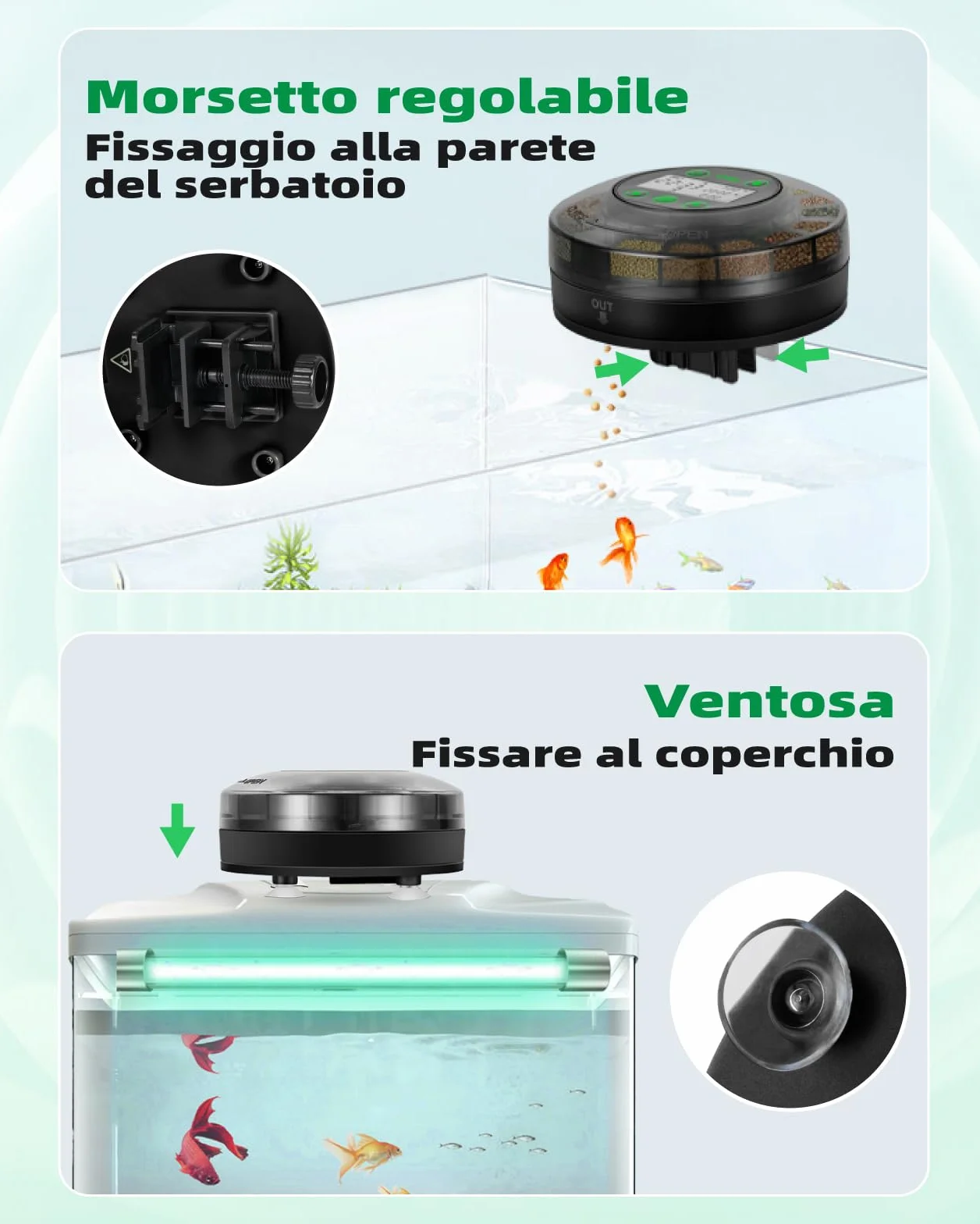 Papettly Mangiatoia Automatica Acquario - Distributore Automatico Cibo Pesci per Acquario per Rossi e Tartarughe con Cavo USB e Display LCD, Mangiatoia Pesci con Timer e Cucchiaio per Pesci