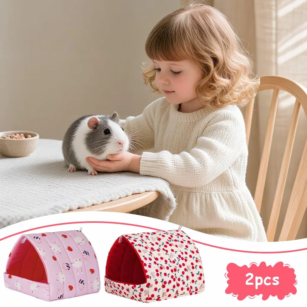 HOTUT Letto per porcellini d'India,2 pezzi Accogliente casetta per criceti e porcellini d'India,Cuccia per Conigli con Anello,Casa per piccoli animali domestic per conigli nani, cincillà, lucertola
