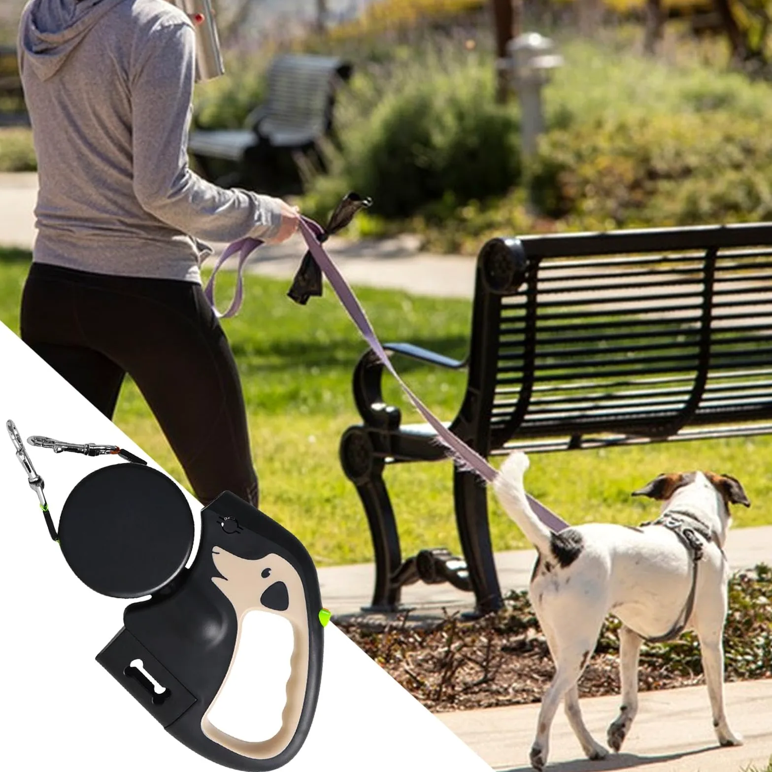 Guinzaglio per cani con luce, guinzaglio retrattile da 3 metri, resistente | all'usura, guinzaglio portatile per cani, guinzaglio retrattile per parco giochi, facile da usare, portatile per jogging