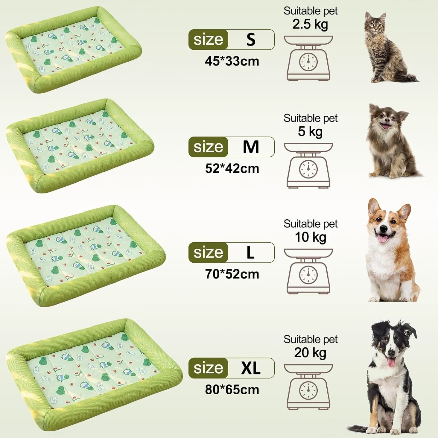 Tappetino Refrigerante For Gatti, Tappetino Refrigerante For Cuccioli Di Coniglio For Animali Domestici, Tappetini For Ghiaccio For Cani Gatti, Tappetino Refrigerante For Animali Antigraffio(Grün b,S)