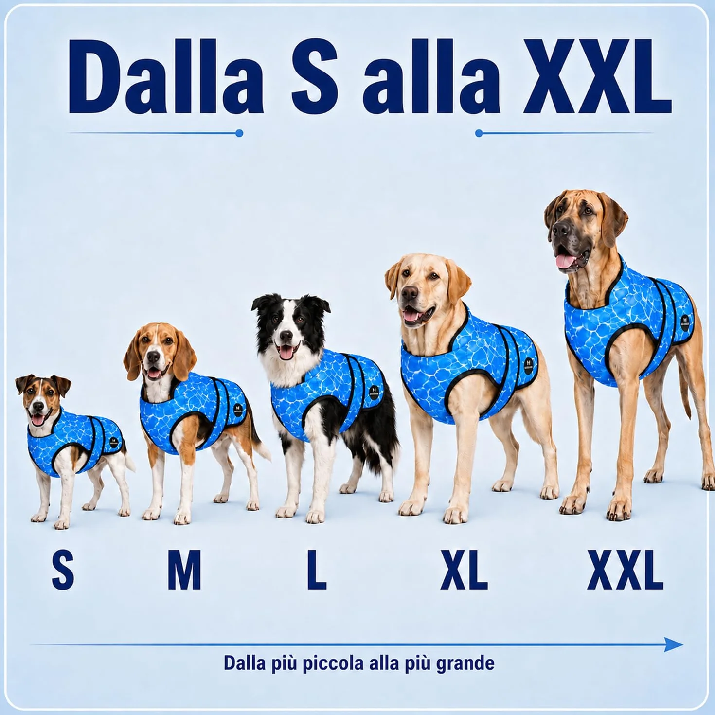 DOGOPAL Gilet Refrigerante per Cani, Giubbotto Rinfrescante Attivato dall'Acqua con Protezione UV, Taglia XL, Blu