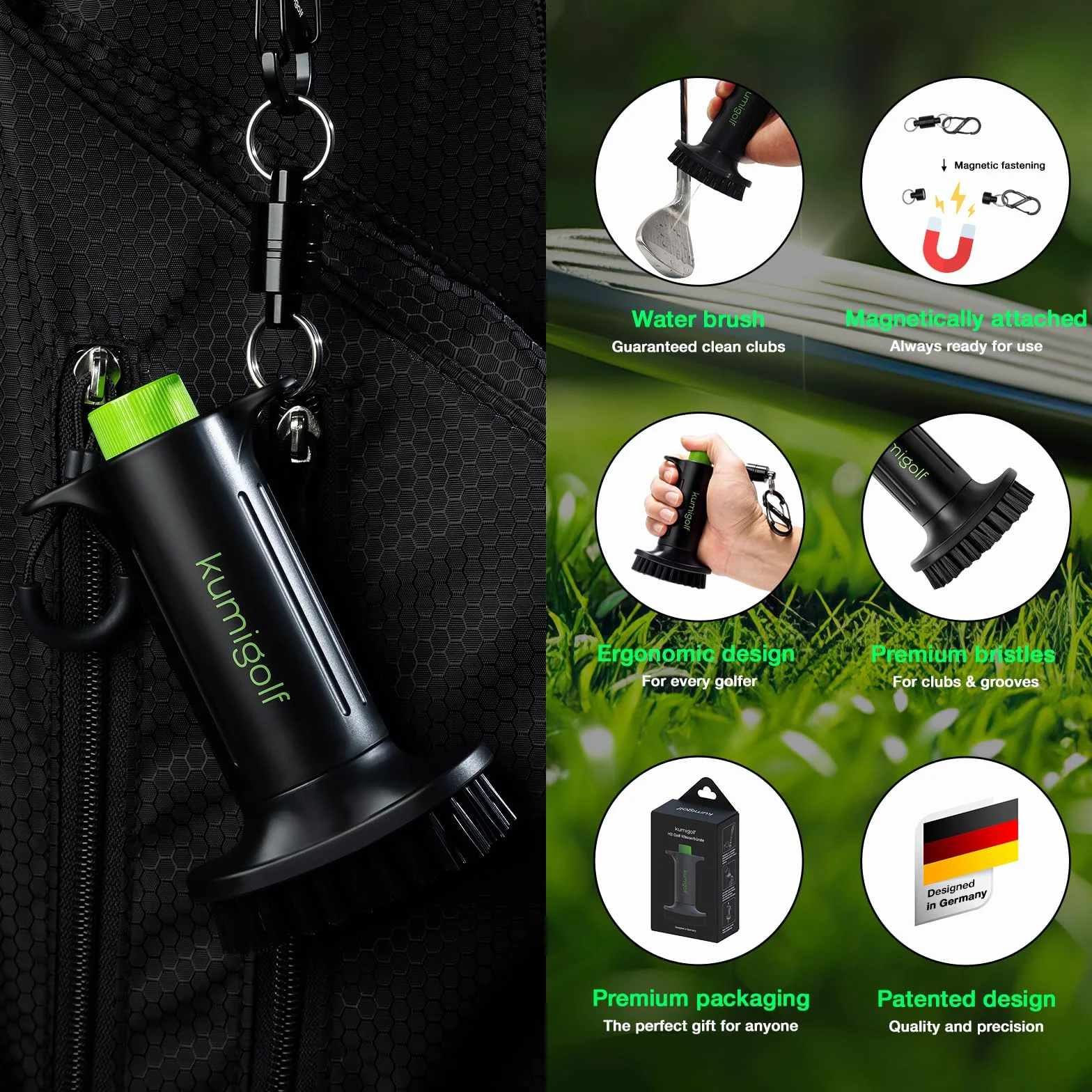 Spazzola d'acqua H3 per golf club, setole in nylon magnetiche