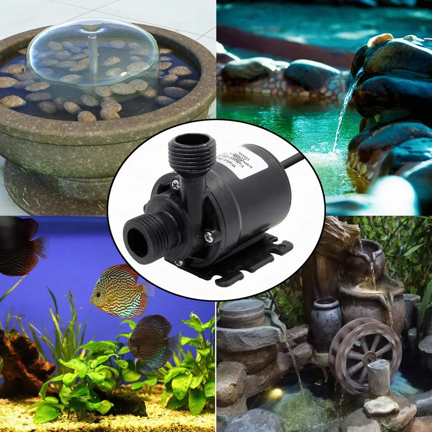 HSEAMALL Pompa ad acqua sommergibile Brushless DC 12V Pompa anfibio 800L / H 5M per stagno Acquario Serbatoio di pesci Solare Fontana Piscina Circolazione dell'acqua