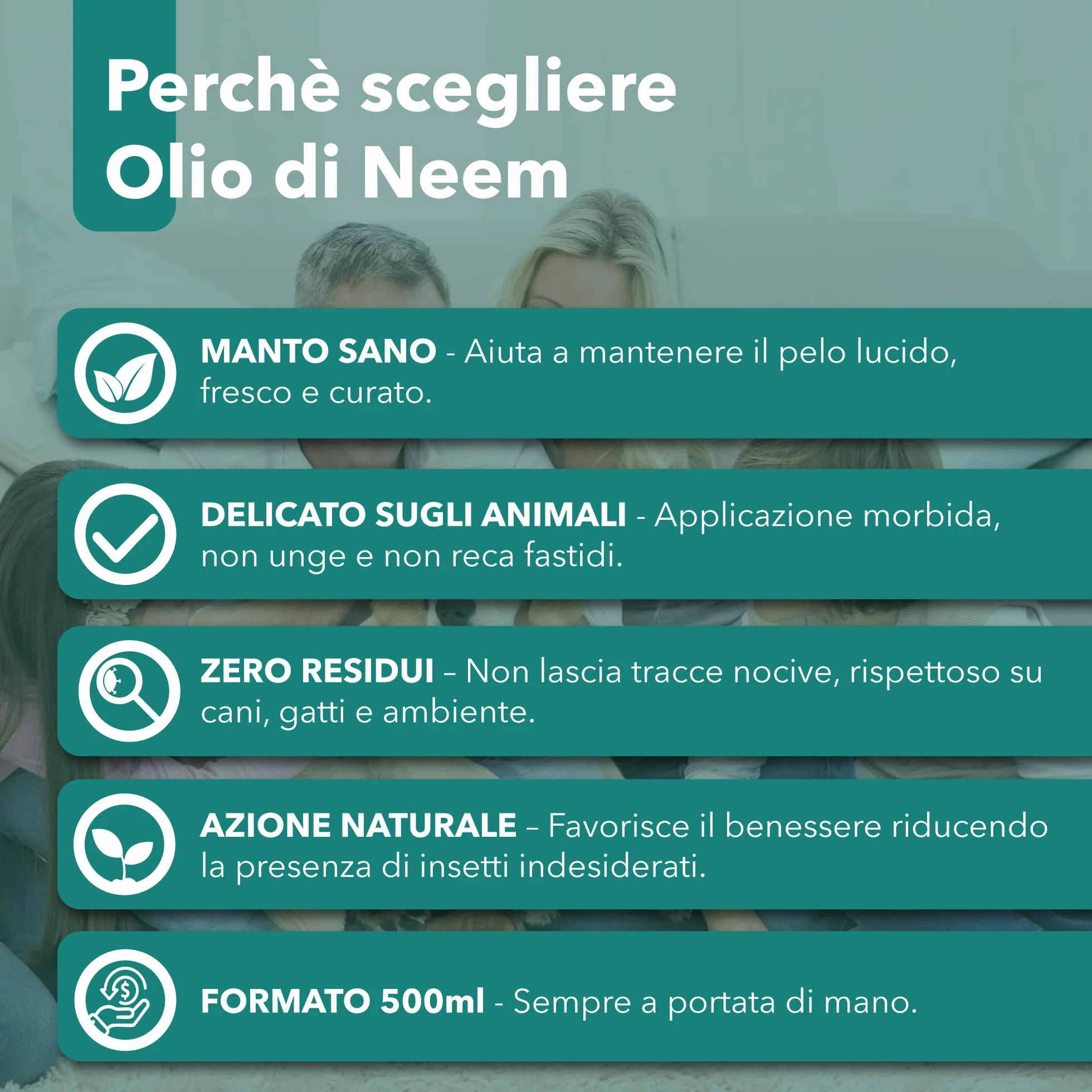 Olio di Neem per Cani e Gatti Spray 500 ml – Idrosolubile, Naturale, Non Unge – Azione Delicata, Effetto Barriera Sgradito a Zecche Pulci Zanzare Insetti