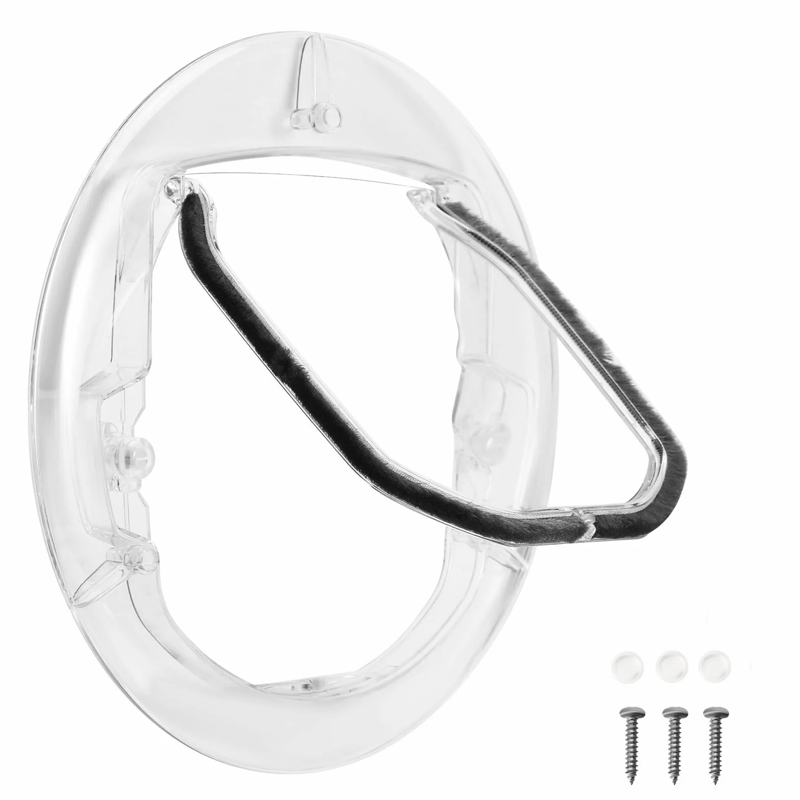 Porta per gatti trasparente a 4 vie con chiusura, cancello rotondo resistente, kit per porte interne ed esterne