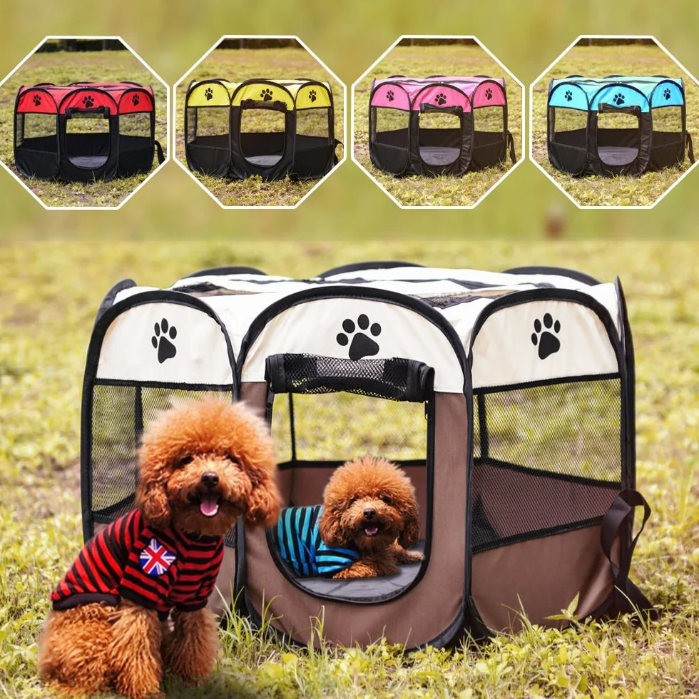 Recinto per Cani da Interno, Pieghevole e Portatile Kennel Cane,Gabbia per Cani,Usare all'Interno e all'Esterno,con Borsa di Trasporto,(Blu,S)
