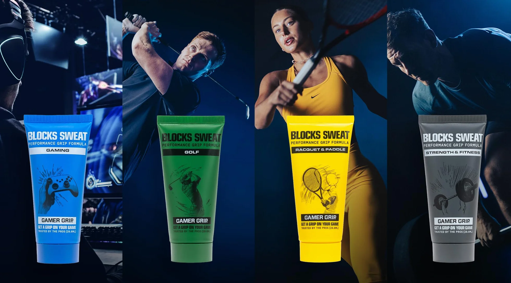 Gamer Grip Presa salda Crema mani antiscivolo Controllo sudore racchetta tennis golf ginnastica fitness alternativa gesso liquido Made in USA