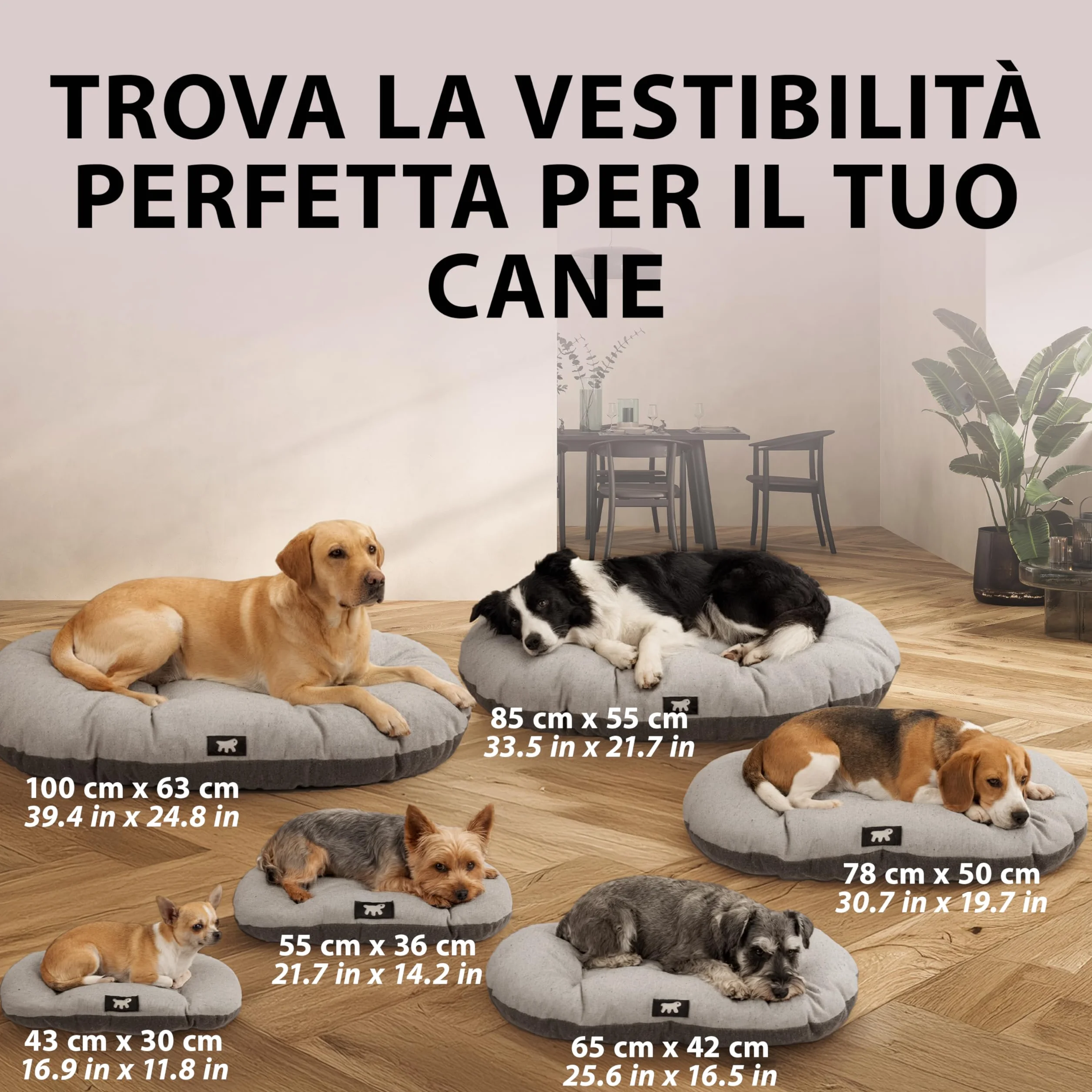 Ferplast Cuscino Cane Gatto RELAX 55/4, Lettino Ovale Morbido Lavabile 55x36 cm