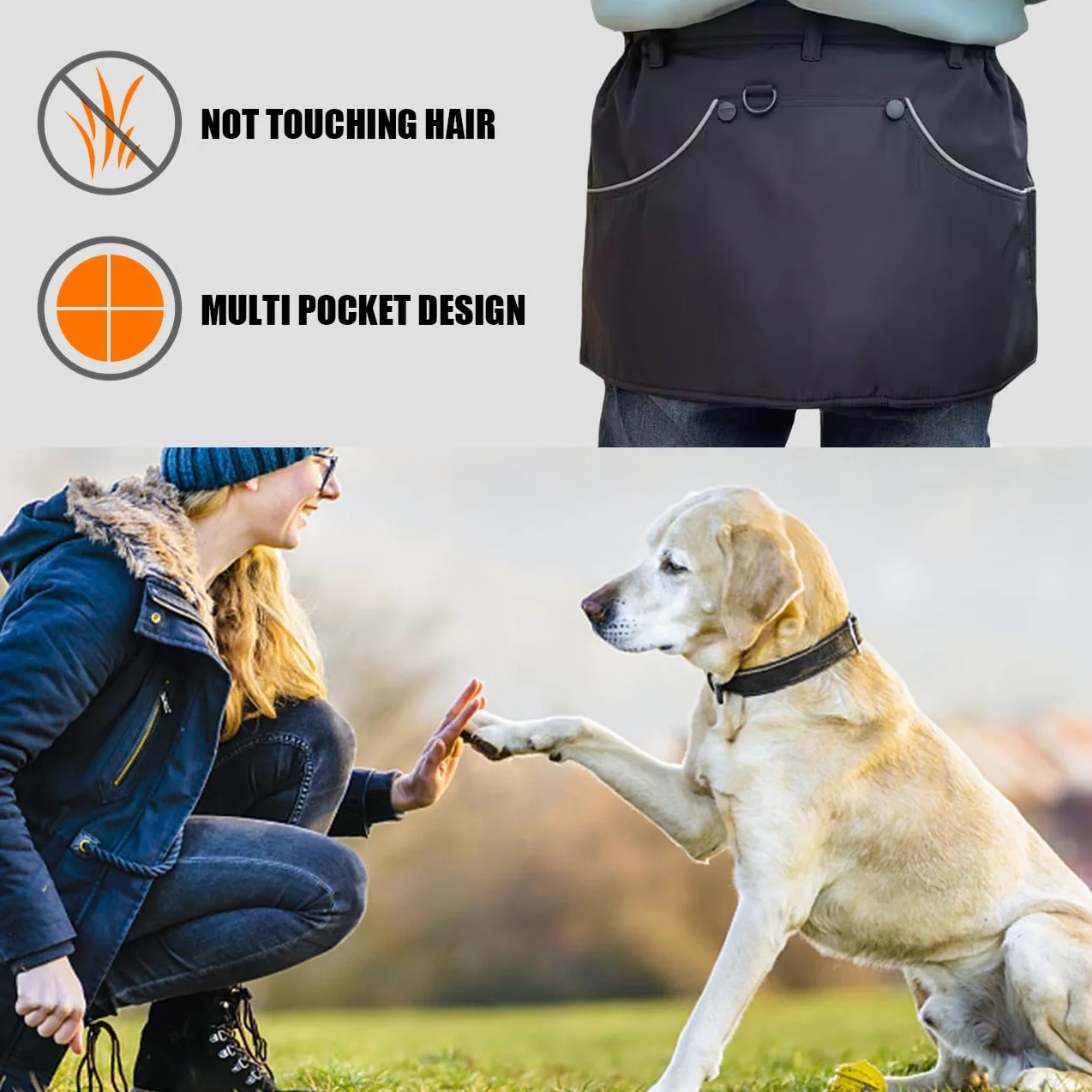 Grembiule da addestramento per cani con tasche multiple e cinturino in vita Pantaloni da addestramento regolabili per cani Pantaloncini impermeabili per addestramento cani Abbigliamento per
