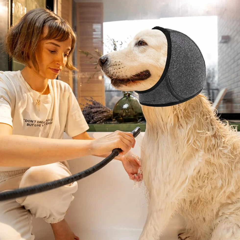 Grigio L Paraorecchie per Cani Impermeabili Antirumore Protezione Regolabile per Orecchie