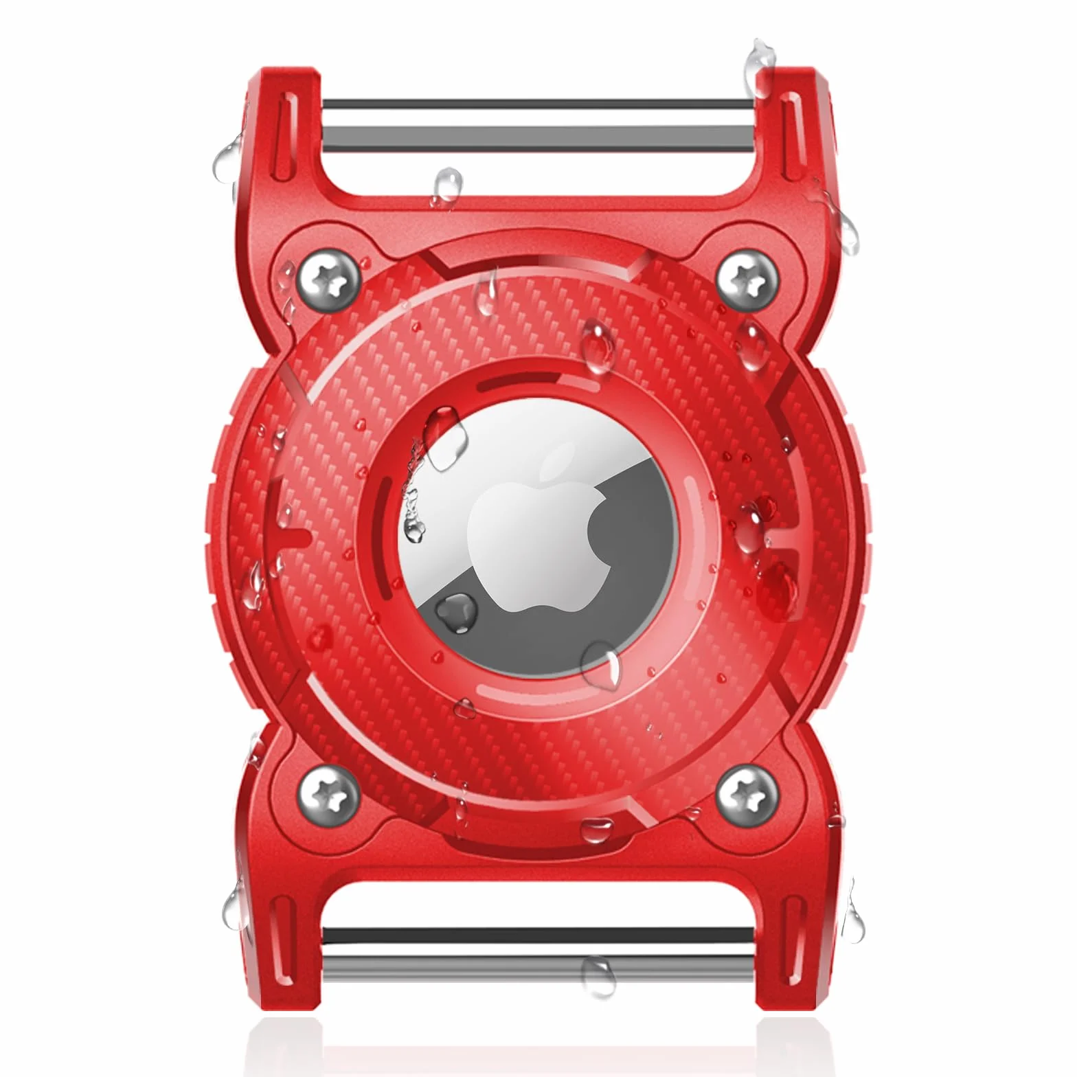 ONEONTA per Airtag Cane | Porta Airtag Cane - Collare Airtag Canes - Porta Airtag per Collare Airtag con Passante Metallo Rimovibile, TPU Robusto, Leggero, Adatta Collare 3cm Larghezza, Rosso