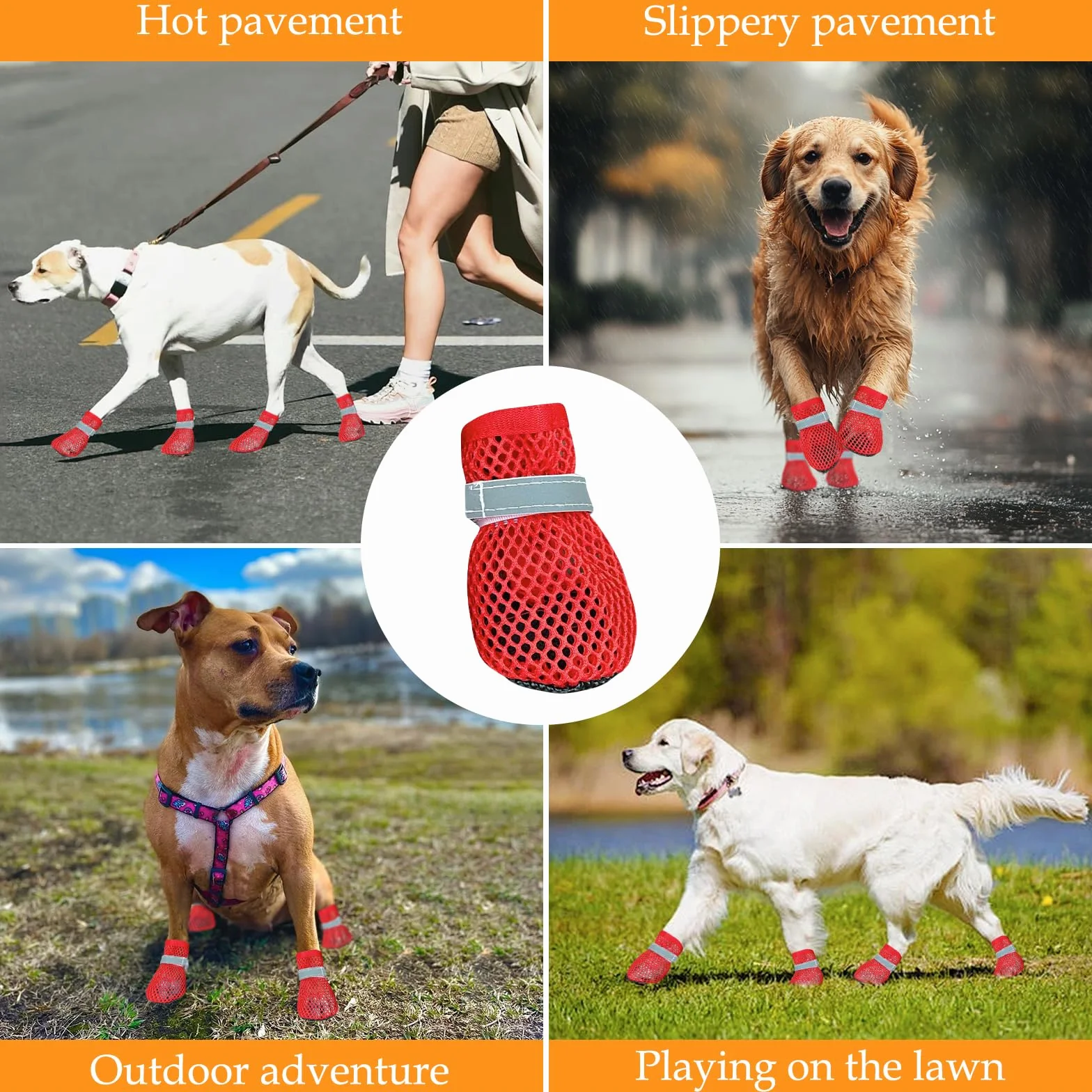 Scarpe Estive per Cani Antiscivolo Traspiranti Confortevoli Rosso
