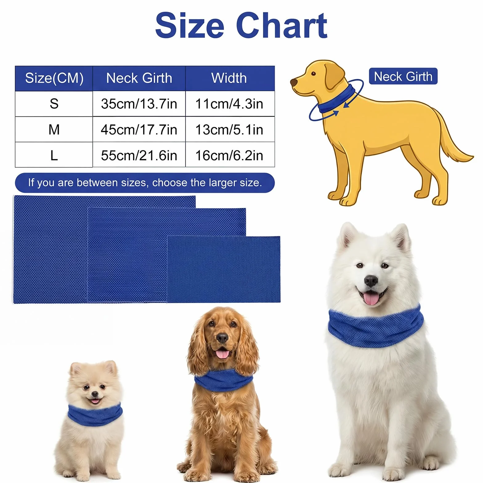 Bandana Rinfrescante per Cani, Collare Raffreddamento Estate 55x16 cm