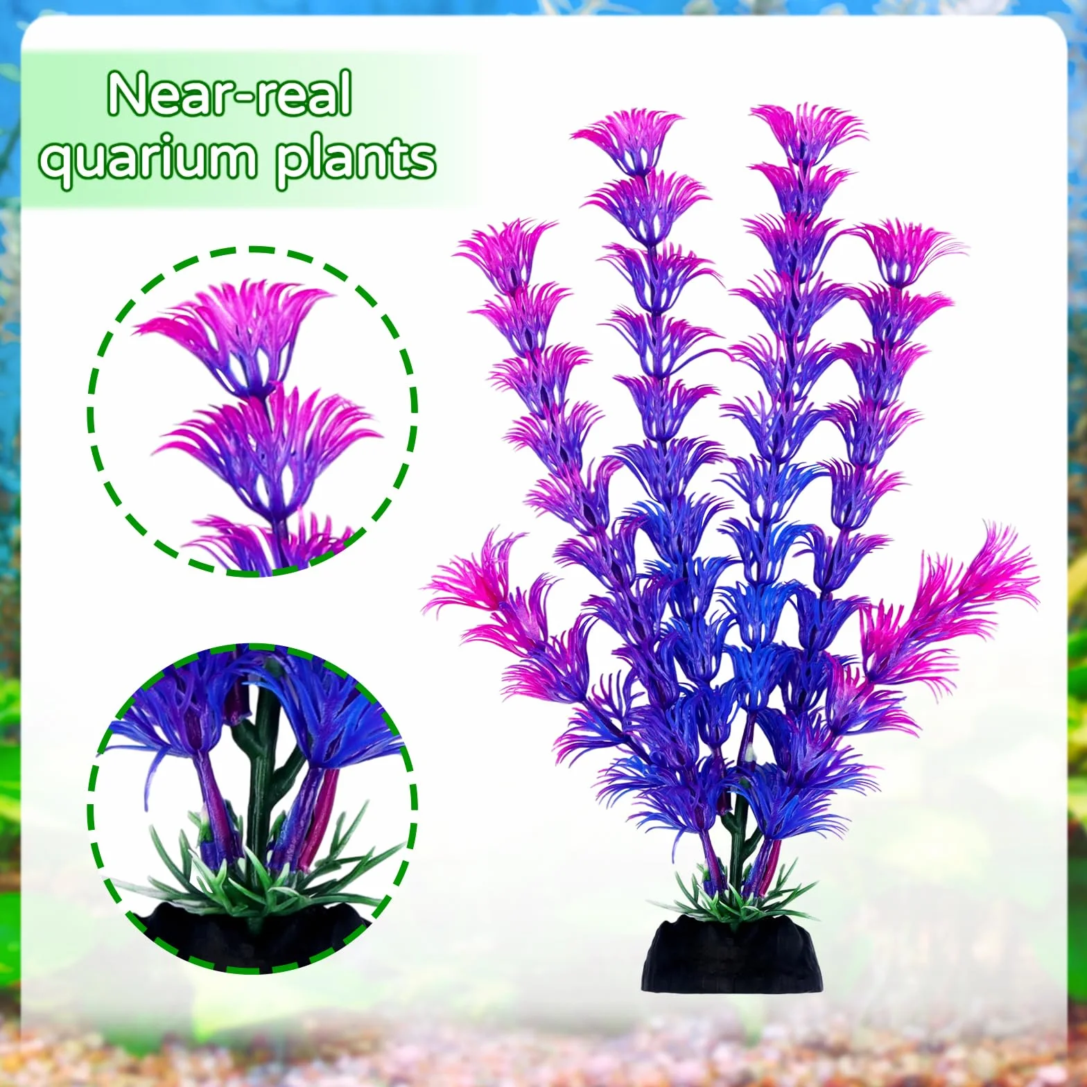 QUOZUO Decorazioni per acquari, 9 pezzi piante con vista rocciosa in resina, acquari piante in plastica, accessori per acquari e nascondigli