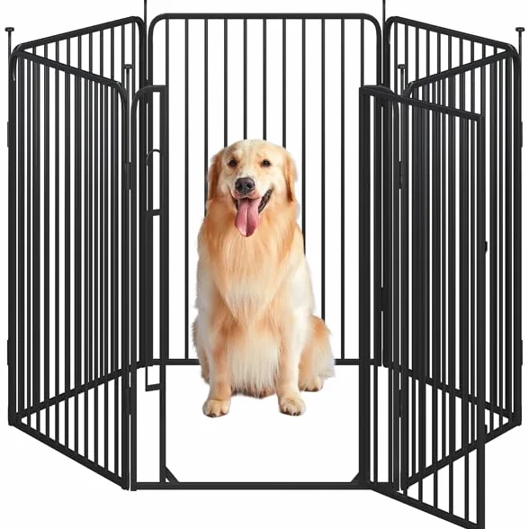 Yaheetech Recinto per Cani 6 Pannelli 100 cm da Interno da Esterno, Cancelletto Box per Cani Gatti, Cancello Barriera Pieghevole in Metallo per Casa Giardino