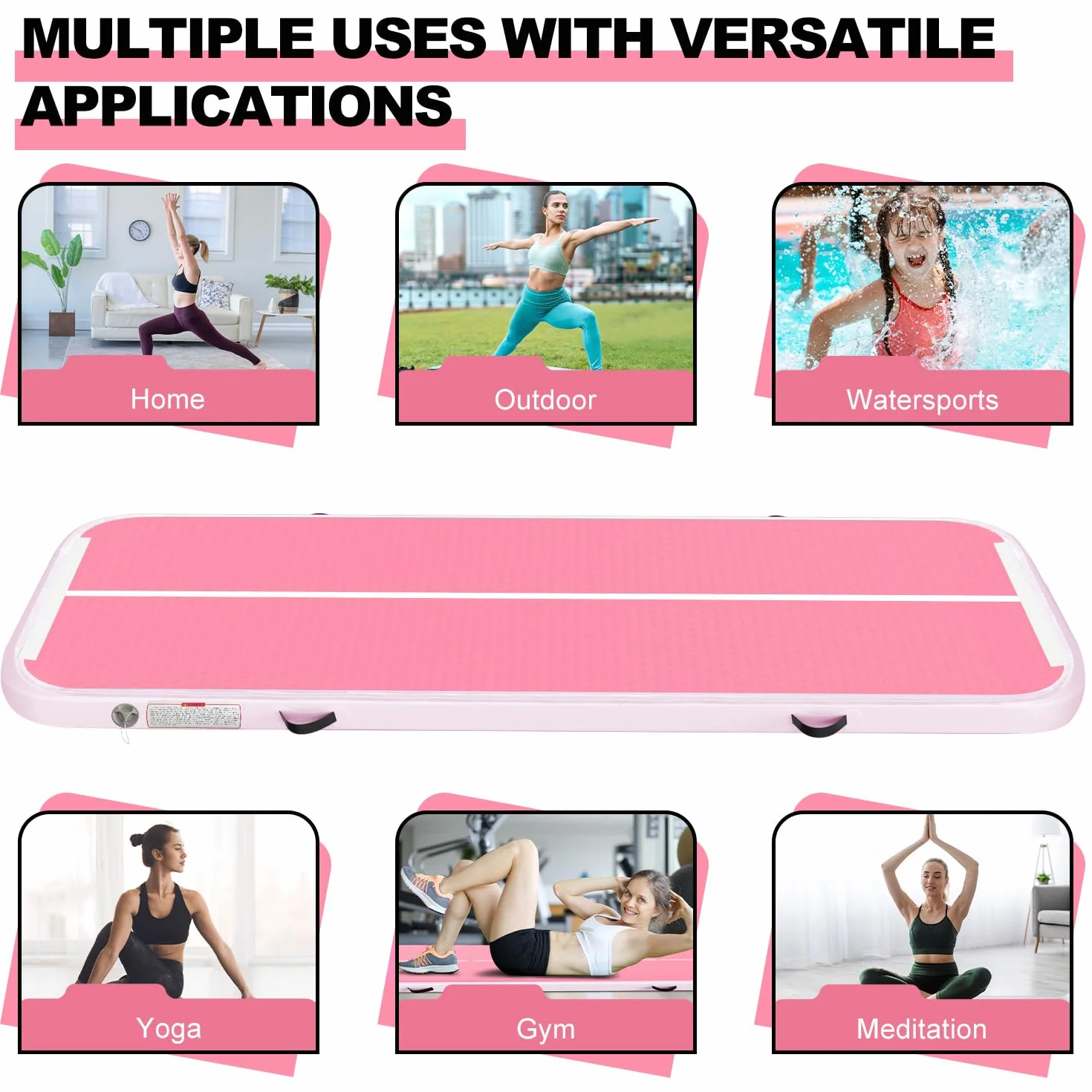 Tapis de Gymnastique Air Tumble Track, Tapis de Gymnastique Gonflable pour Tumbling 6,6ft 10ft 13ft 16ft 20ft/10cm Air Tumble Track, Pour Usage Familial/Yoga/Eau/Danse