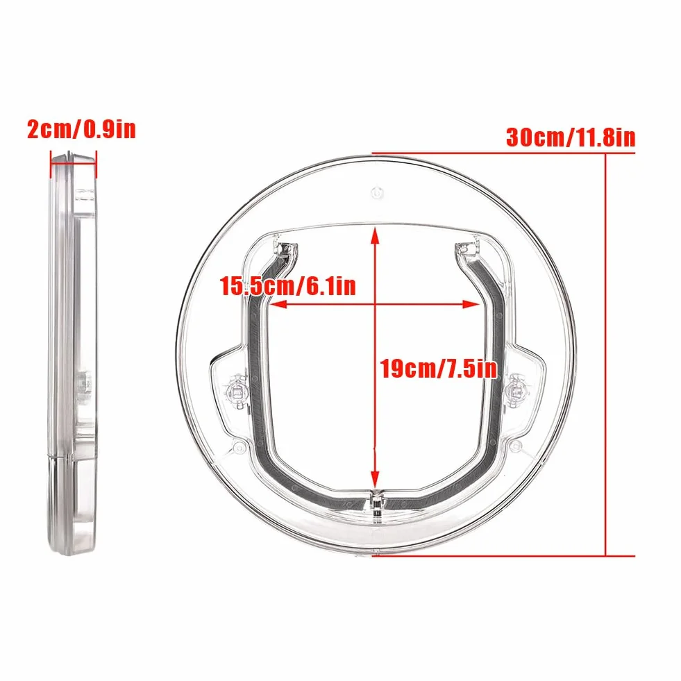 Porta per Animali Domestici Rotonda Trasparente in Plastica ABS con Chiusura a 4 Vie Impermeabile per Gatti e Cani Piccoli