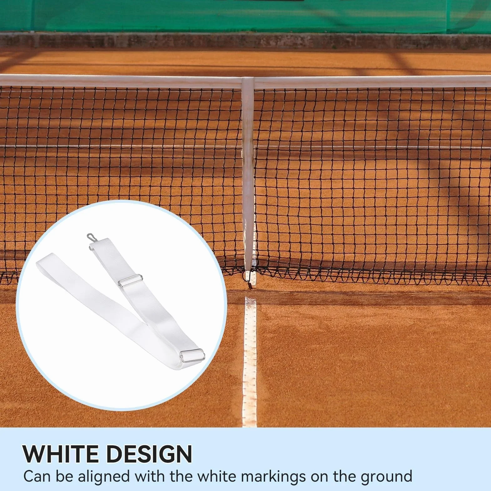 Cinghie per Rete da Tennis 2,2m x 5cm Centrale Altezza Regolabile con Fibbia in Acciaio Inossidabile
