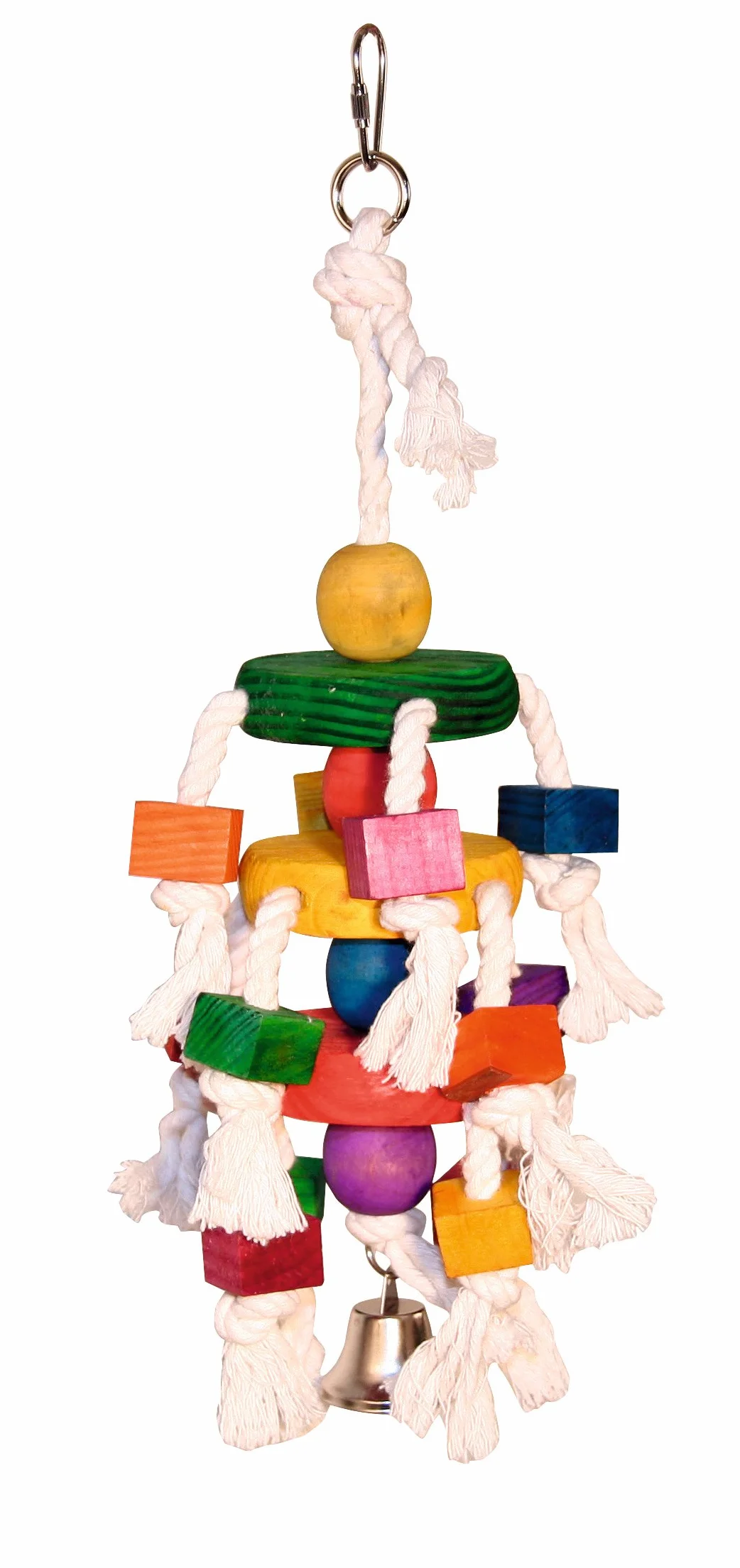 Kerbl Giocattolo per pappagalli in legno 35cm con corda di cotone