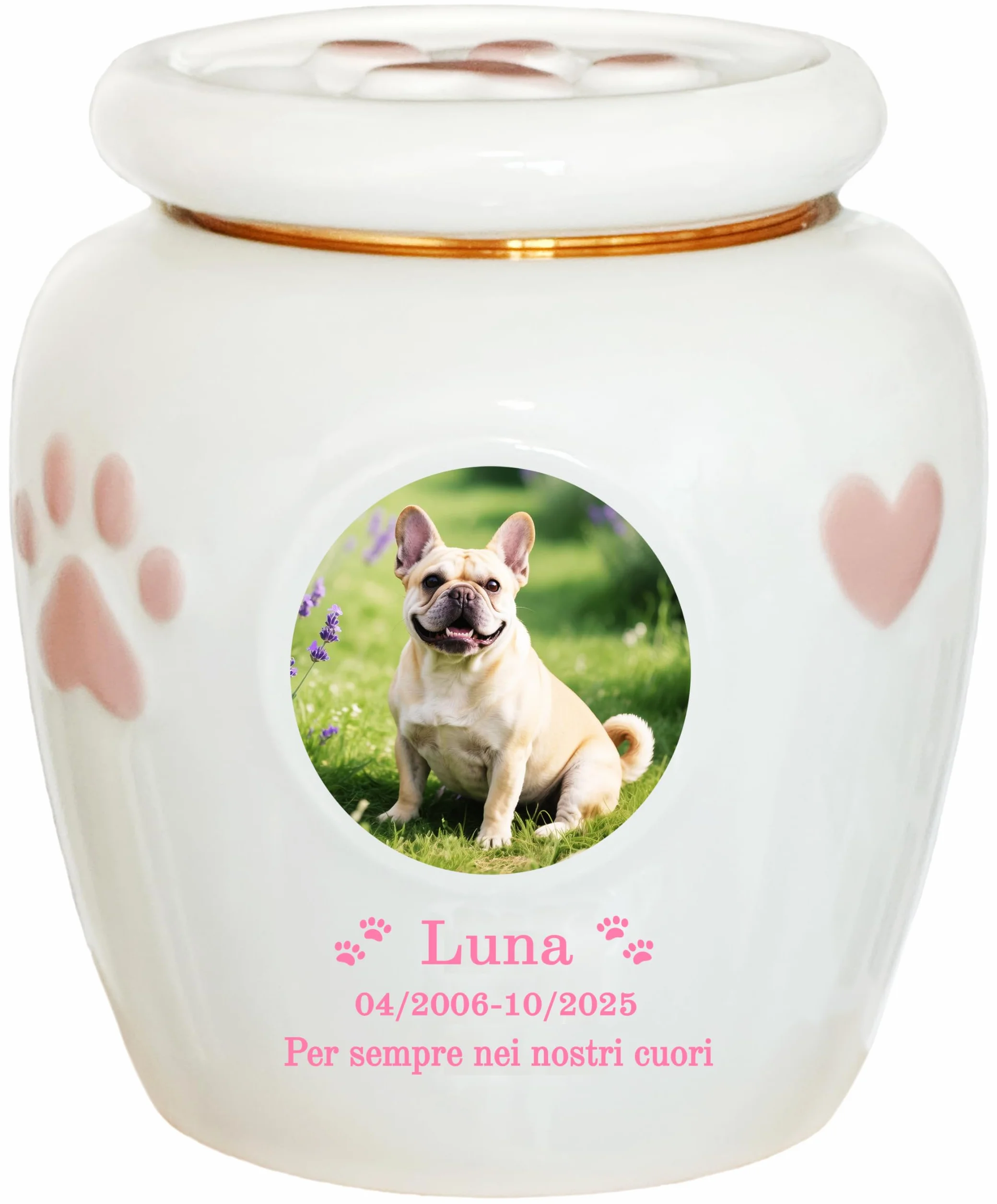 Urna per animali domestici personalizzata in ceramica fatta a mano per gatti e cani ceneri Medio
