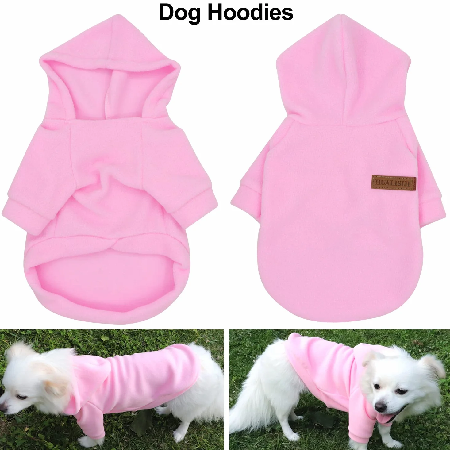 Felpa con Cappuccio per Cani Piccola Taglia Morbida Calda Rosa L