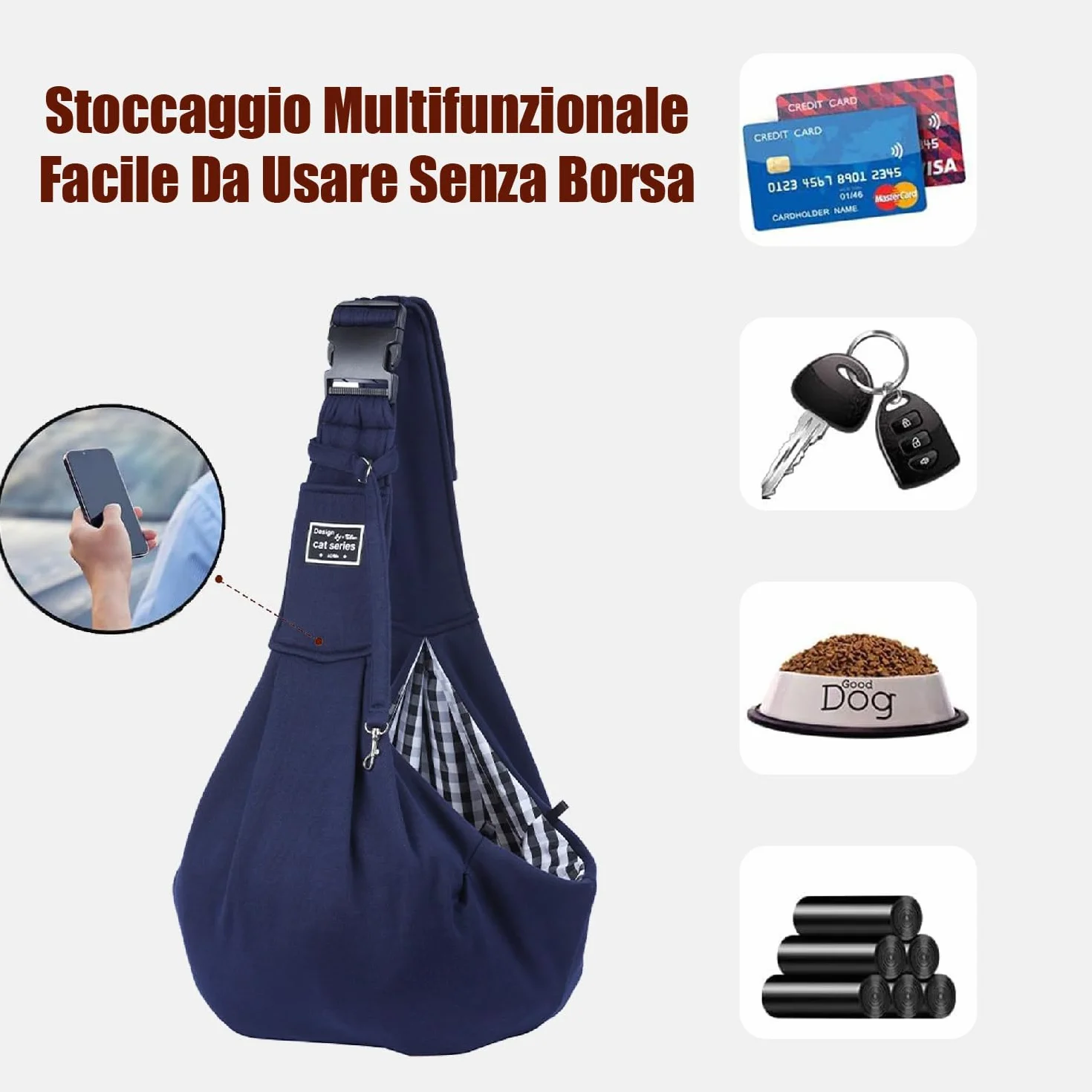 1 Pezzo Borsa per cani, Regolabile Borsa da Viaggio per Cani Piccola,Trasportino da Passeggio Regolabile, Trasportino da Passeggio, Borsa per cani fino a 7,5 kg