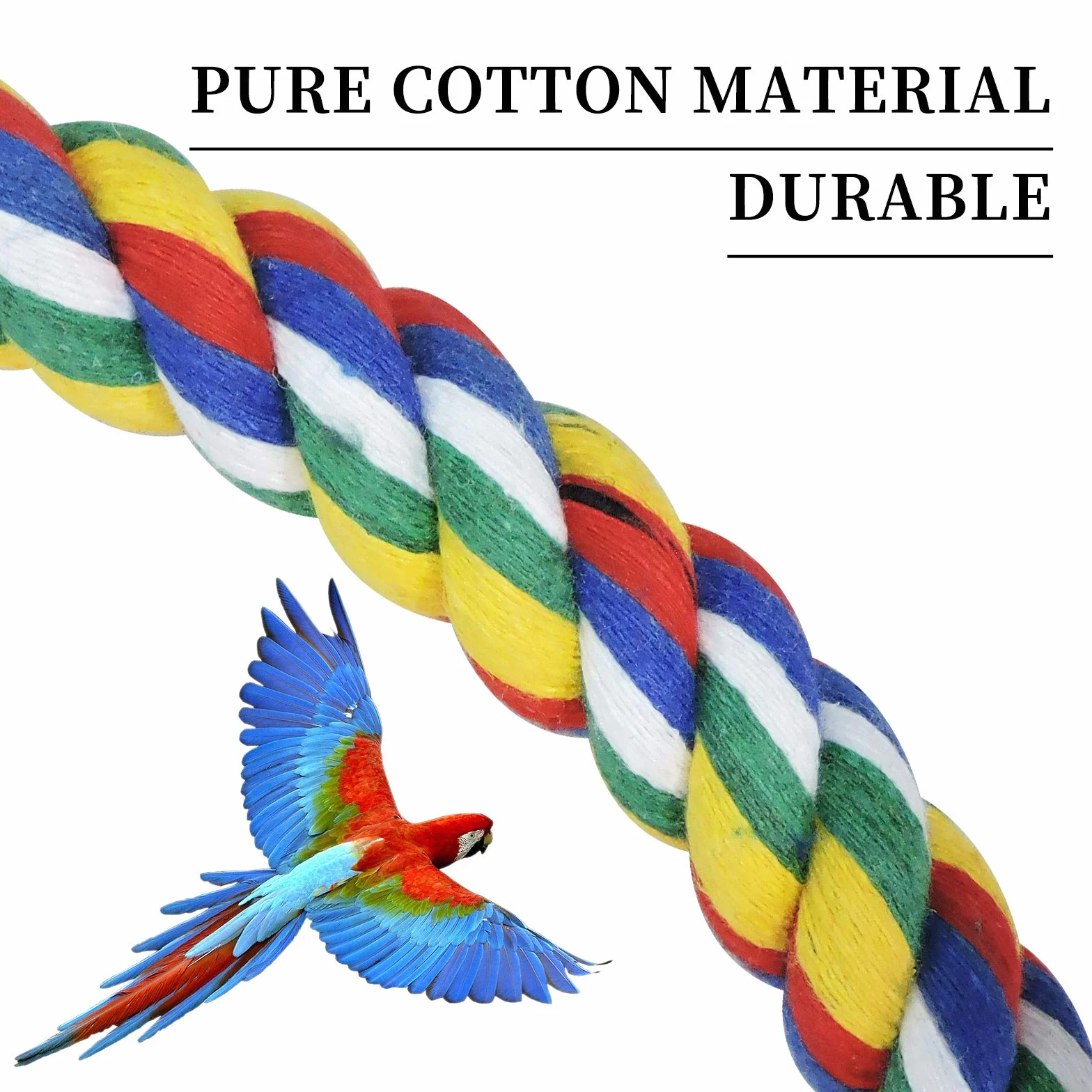 Andiker Altalena per Uccelli, Giocattolo da Appendere in Gabbia con Corda di Cotone, Resistenza al Morso, per Pappagallo Calopsitte Pappagallini (25cm)