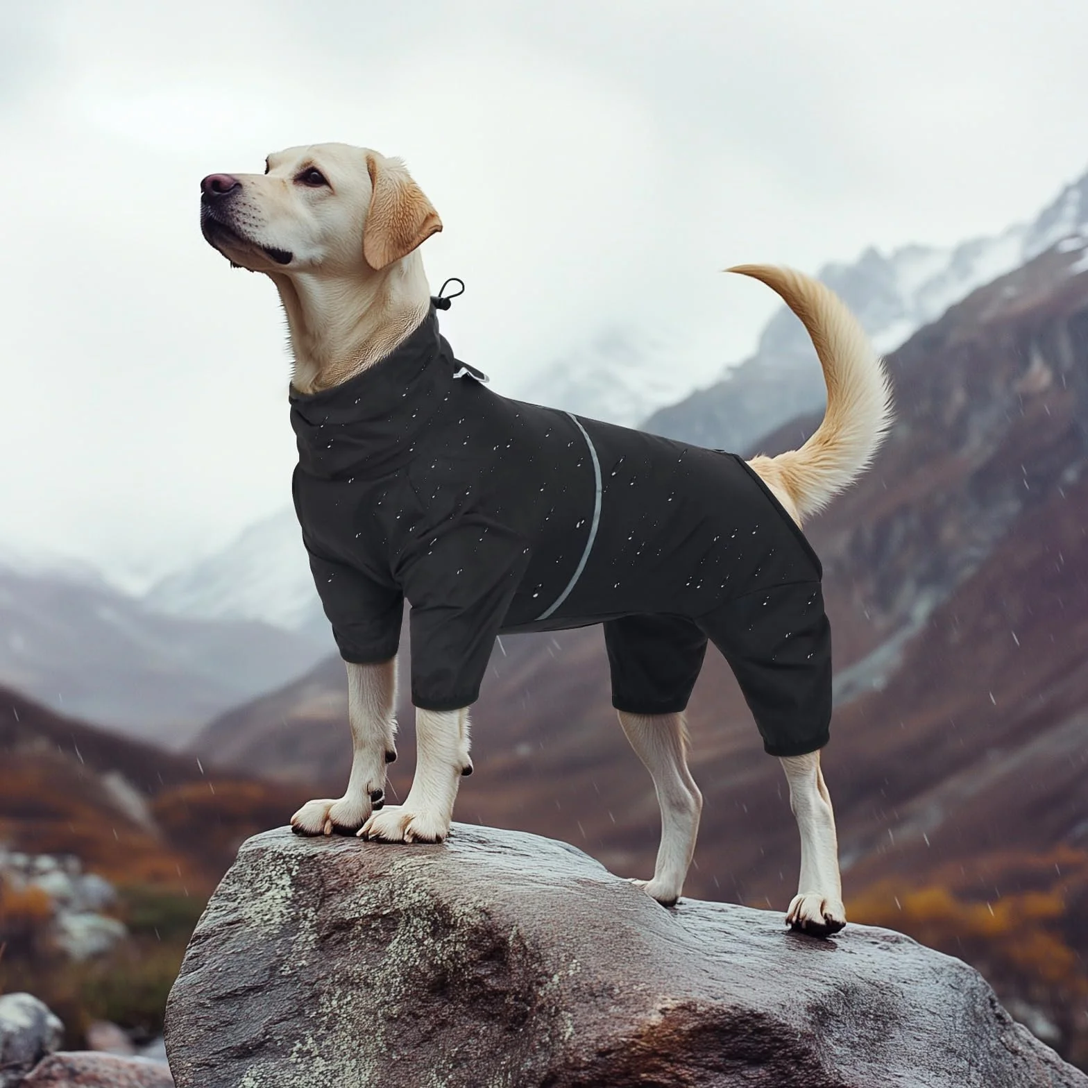 KoKoBin Impermeabile per cani riflettente per cani con cappuccio Impermeabile a quattro zampe Super leggera e traspirante Impermeabile Cane Giacca di taglia media e grande (Nero, 3XL)