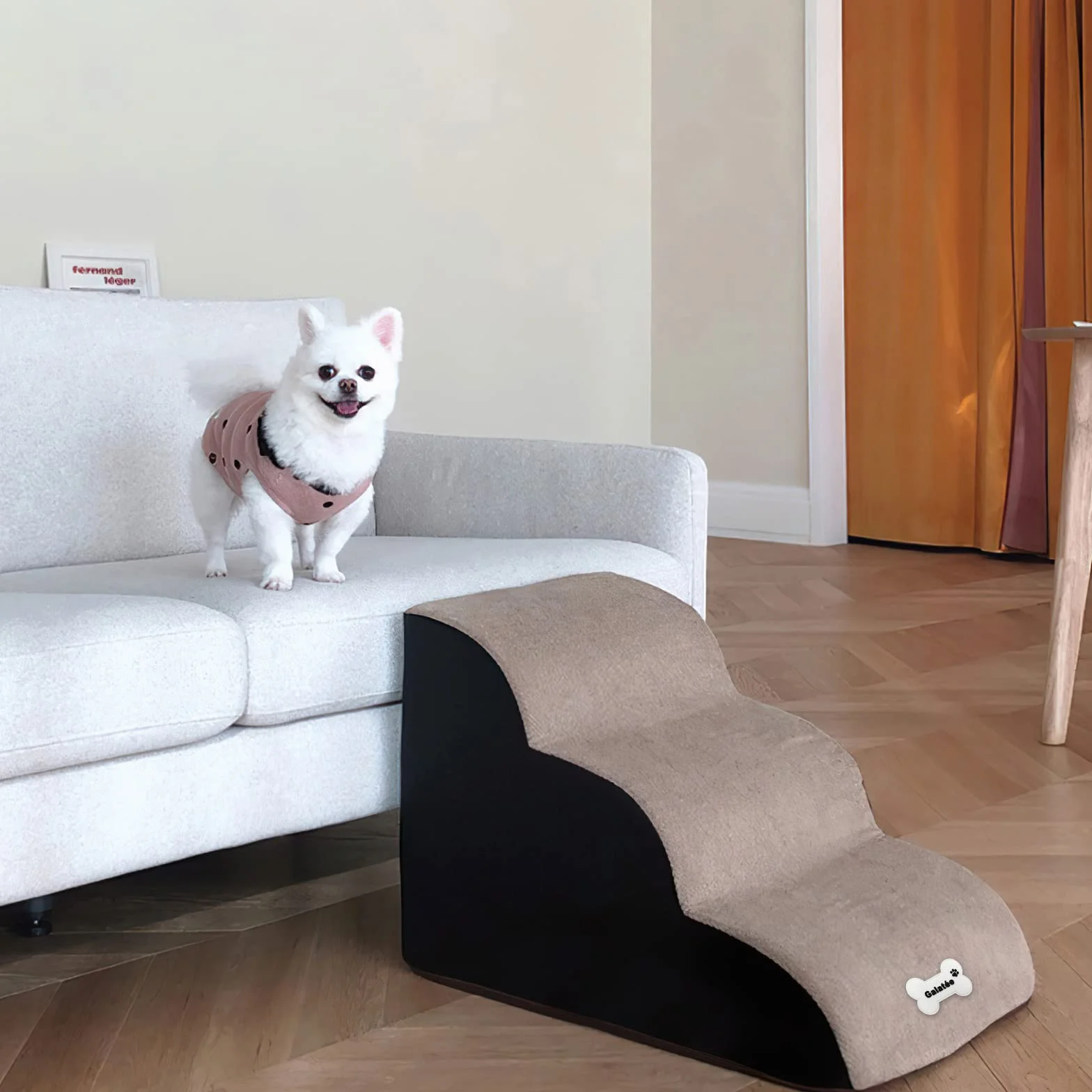Galatée Scala Per Animali Domestici 3 Livelli In Schiuma Ad Alta Densità Rimovibile Lavabile Grigio