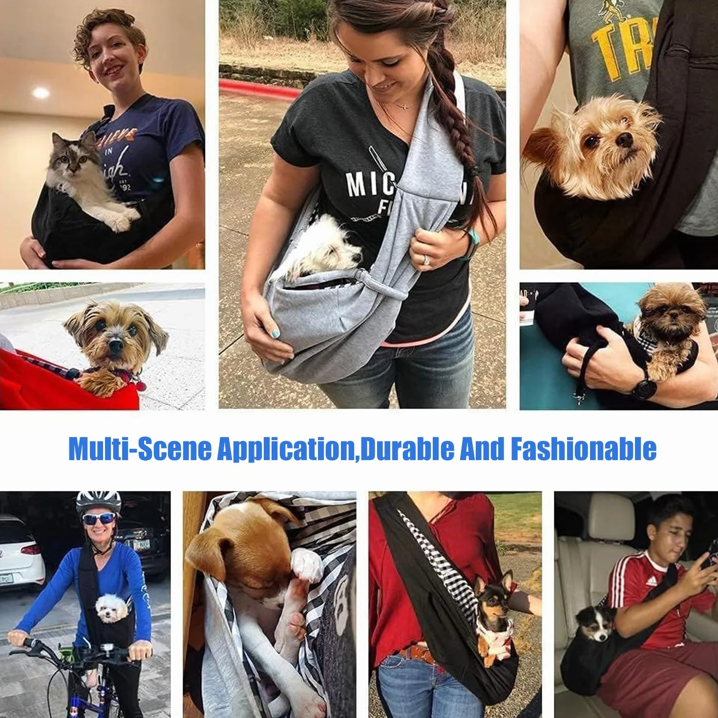 Borsa per cani fino a 10 kg, portatile regolabile per piccoli animali domestici, passeggiate all'aperto (grigio)
