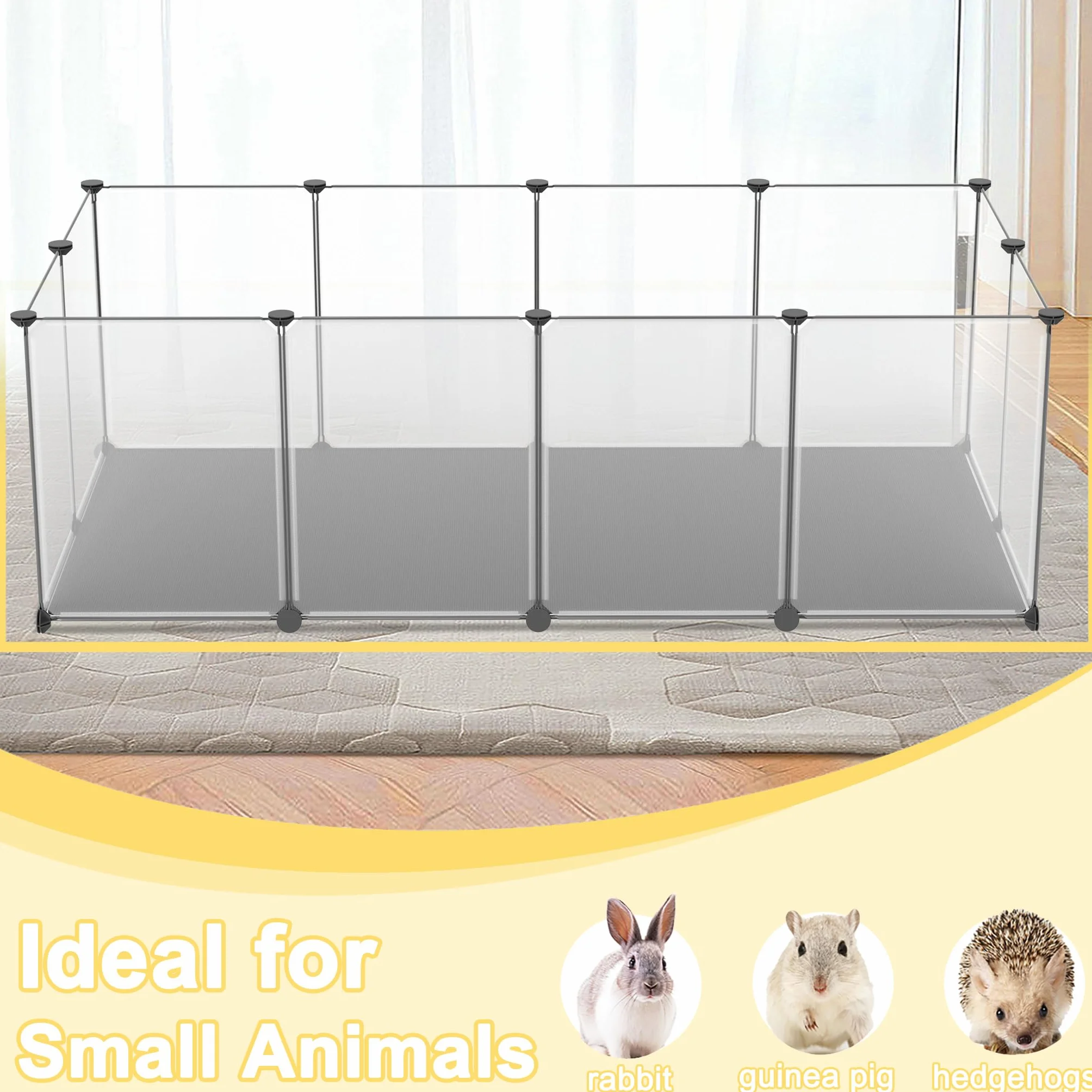 ACXIN Recinto per animali domestici 12 pezzi con piastre di fondo, comoda base, 143×73×46 cm – ideale come scatola per cani, gatti, conigli, porcellini d'india, recinto per animali, recinto per