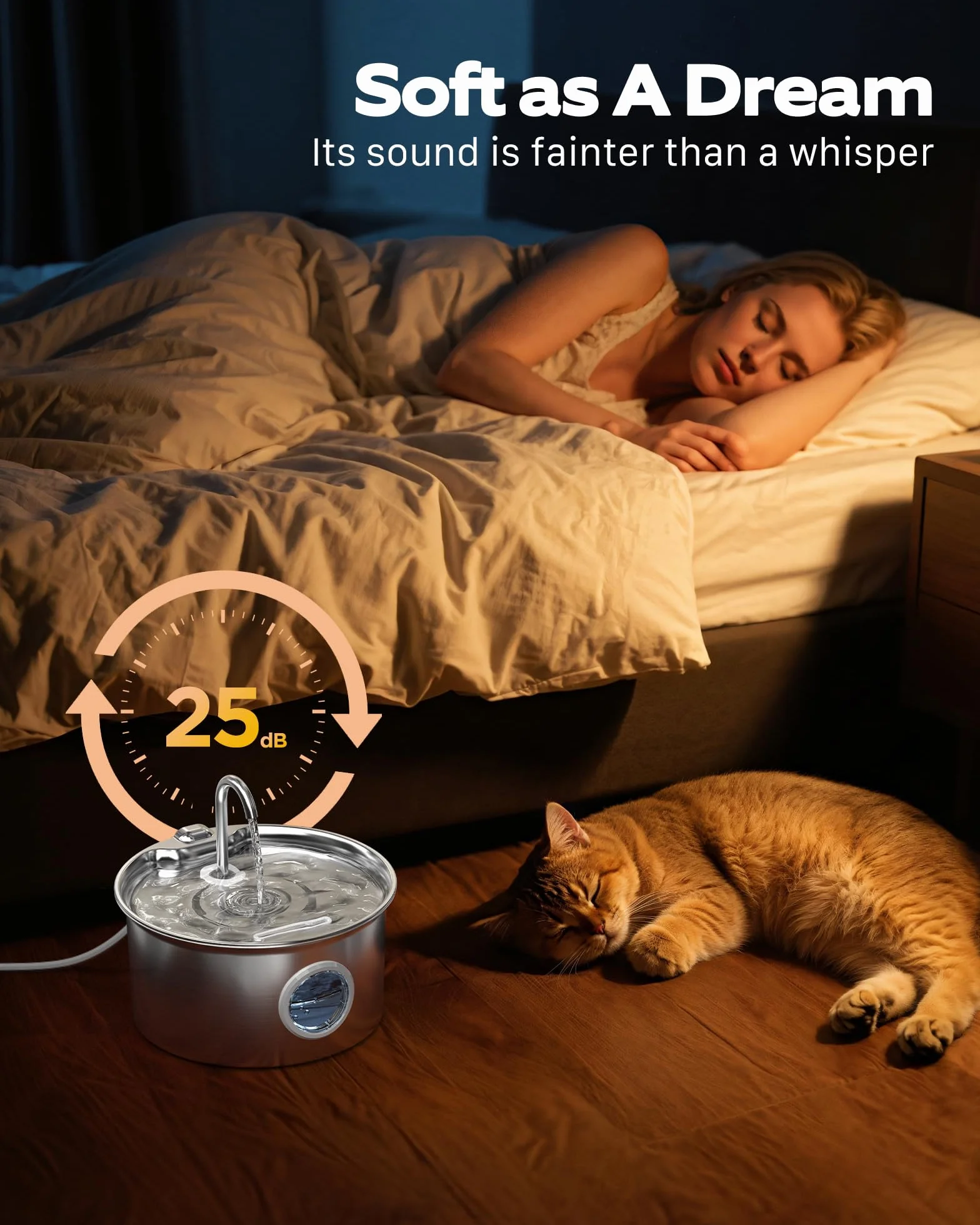 Fontanella per Gatti Acciaio Inox: Fontana per Gatti Inossidabile - 2.6L Automatico Fontanelle Gatto Silenziosa - Dispenser Acqua Gatto con Finestra Livello Acqua - Distributore Acqua per Cani