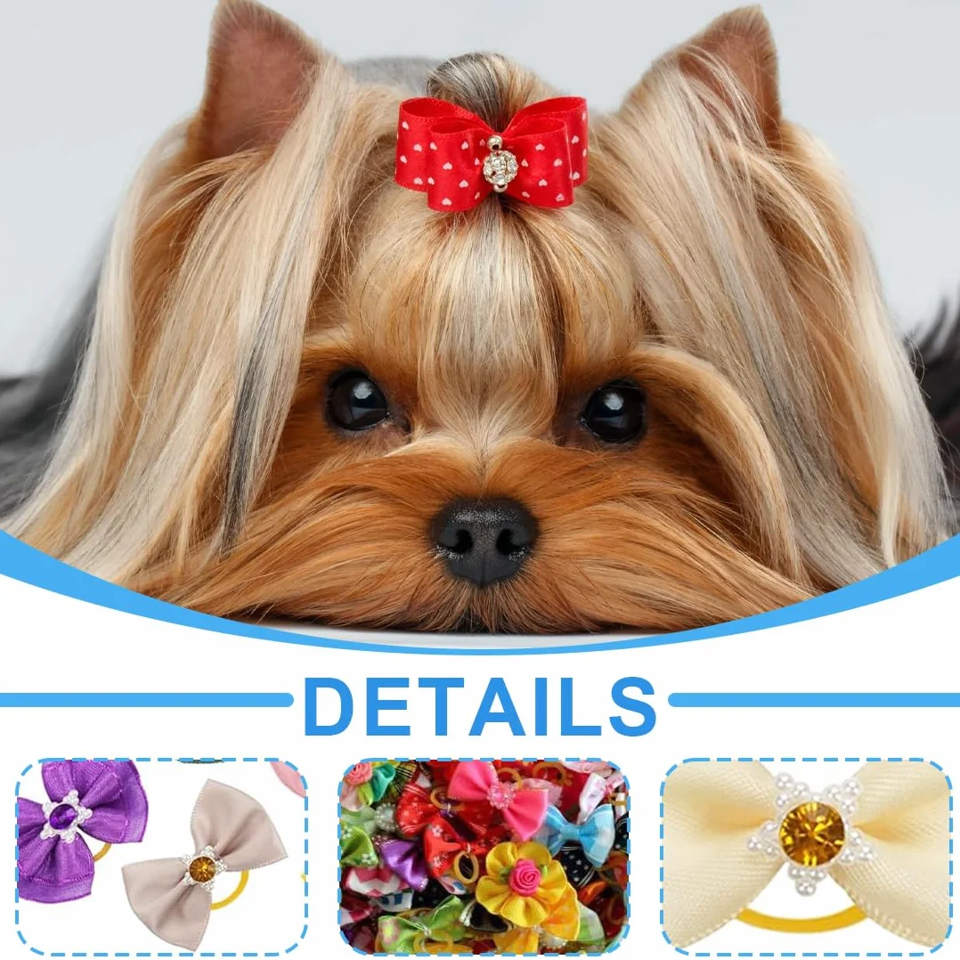 40 Pezzi Fiocchi per Cani con Elastici, Haarschleifen Hochwertig per Capelli per Cani Graziosi, Accessori per la Toelettatura per Kleine Hunde e Uso Quotidiano Durante Le Vacanze